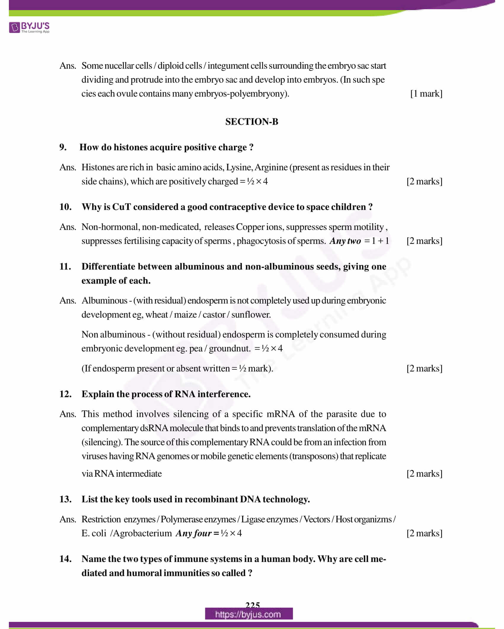 cbse class 12 biology solution 2011 set 1