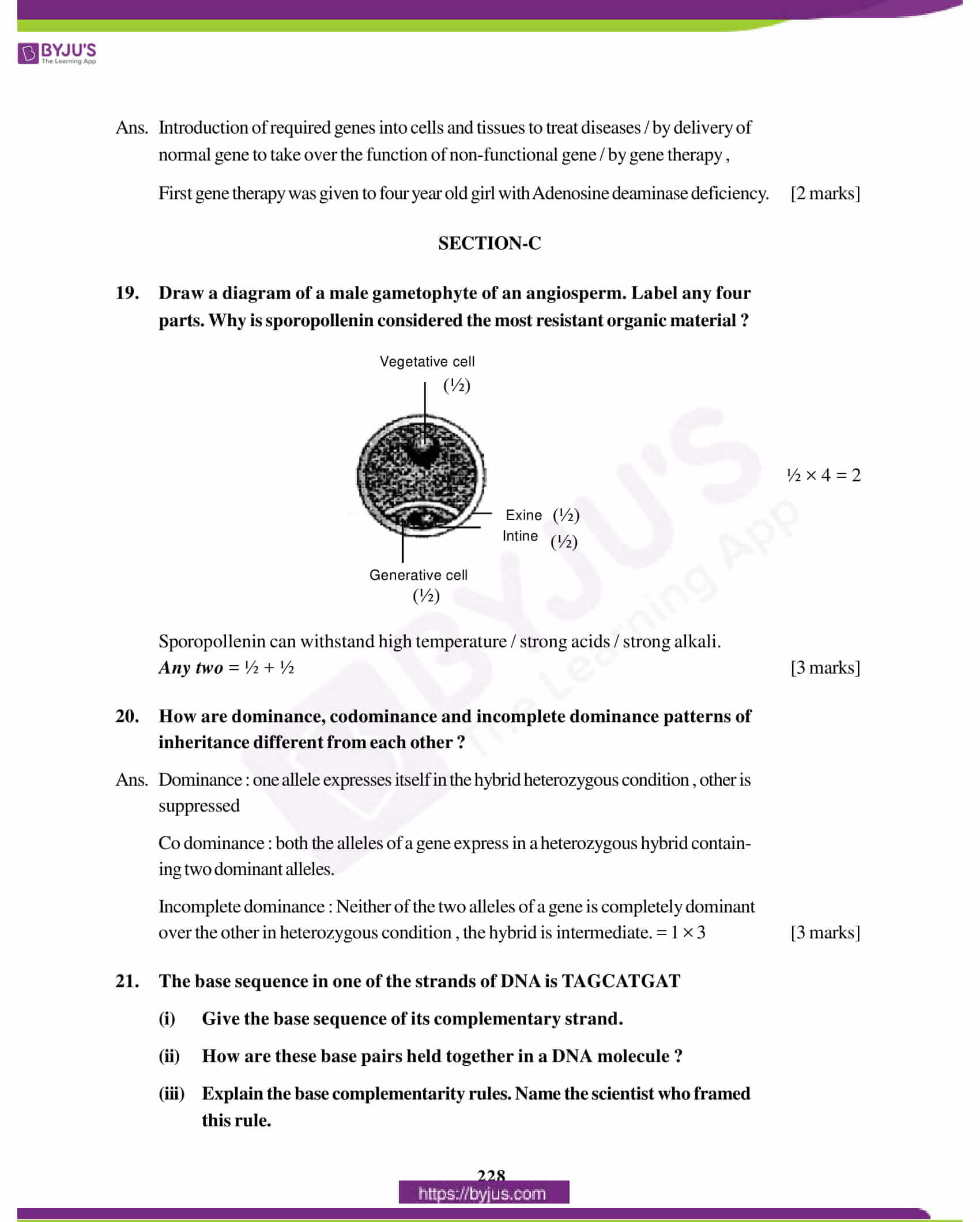 cbse class 12 biology solution 2011 set 1