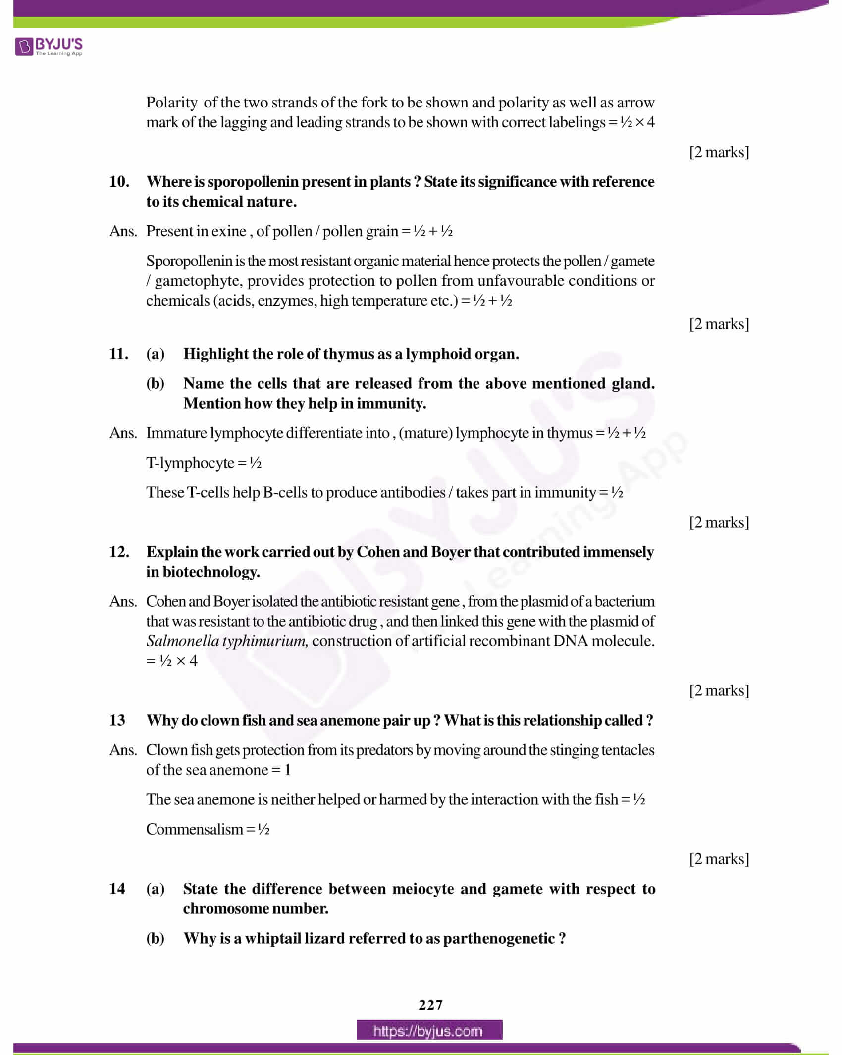 cbse class 12 biology solution 2012 set 1