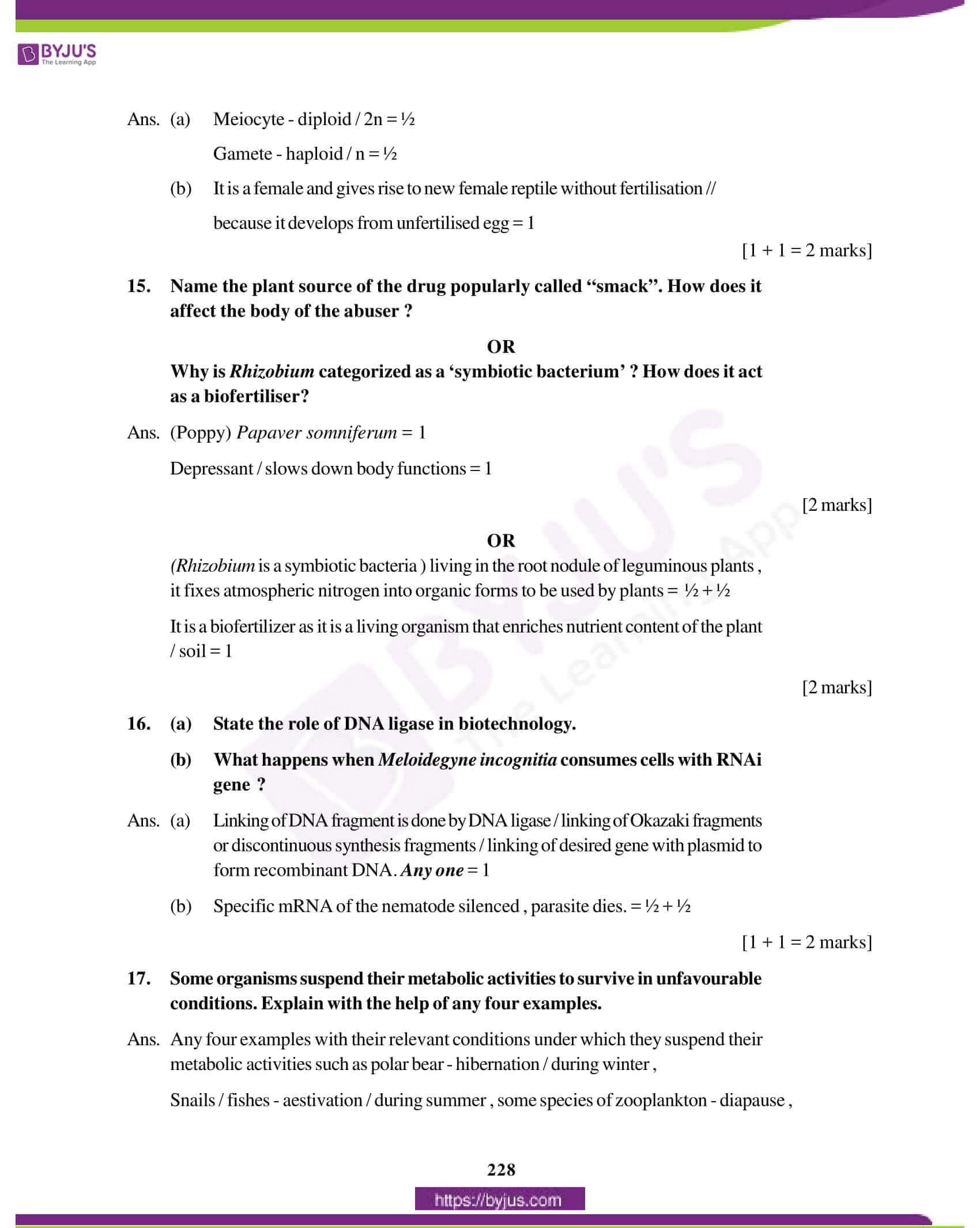 cbse class 12 biology solution 2012 set 1