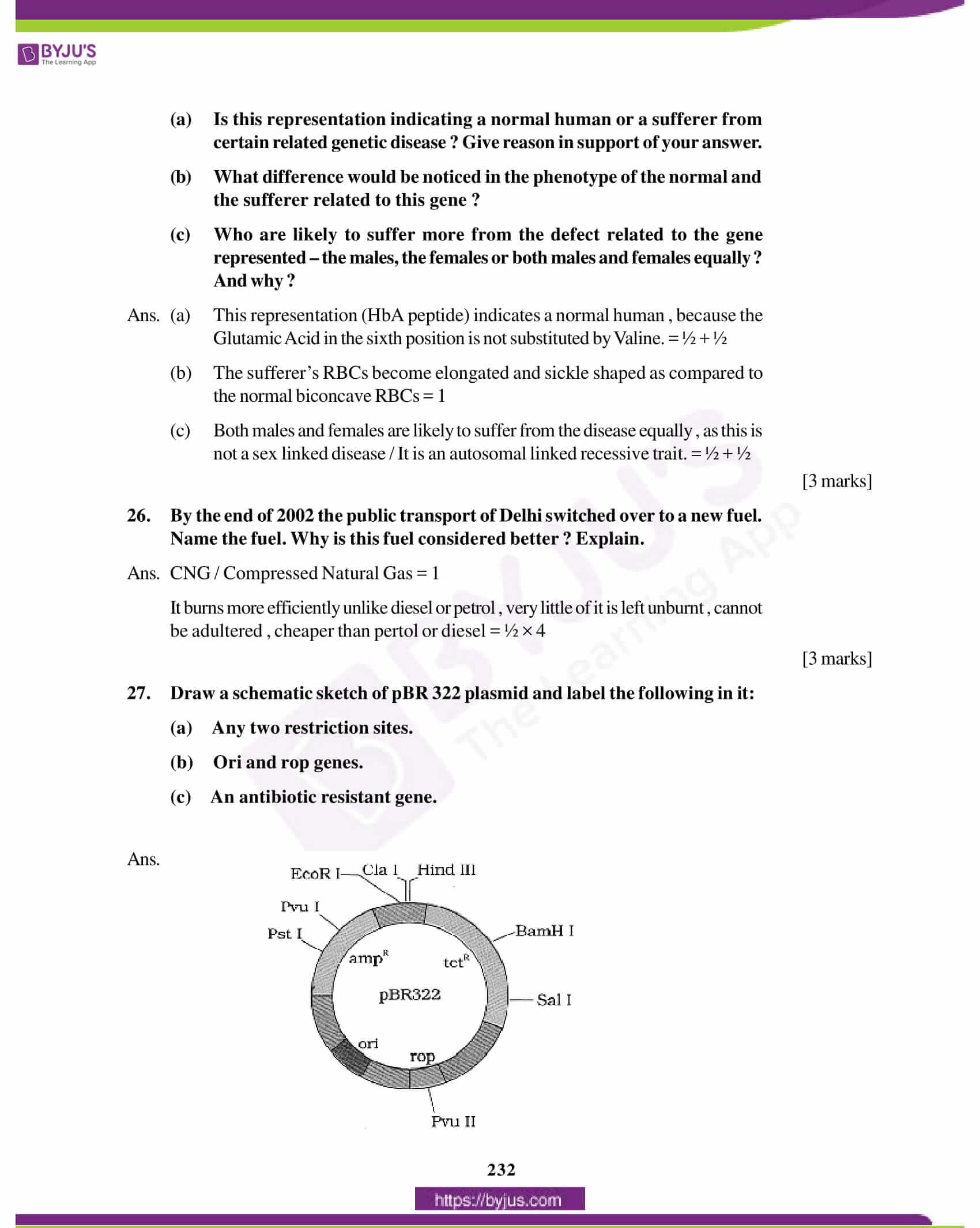 cbse class 12 biology solution 2012 set 1