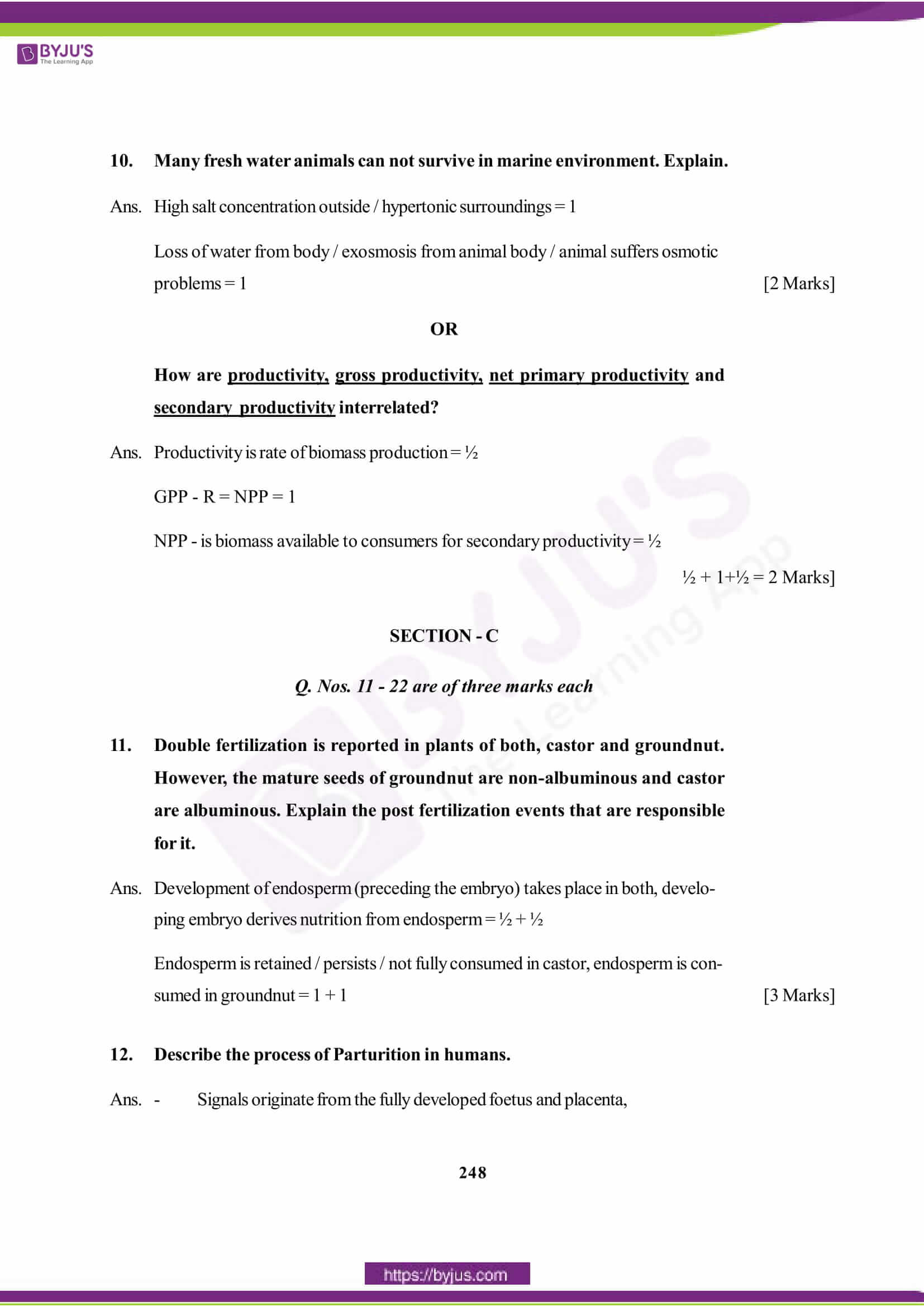 cbse class 12 biology solution 2015 set 1