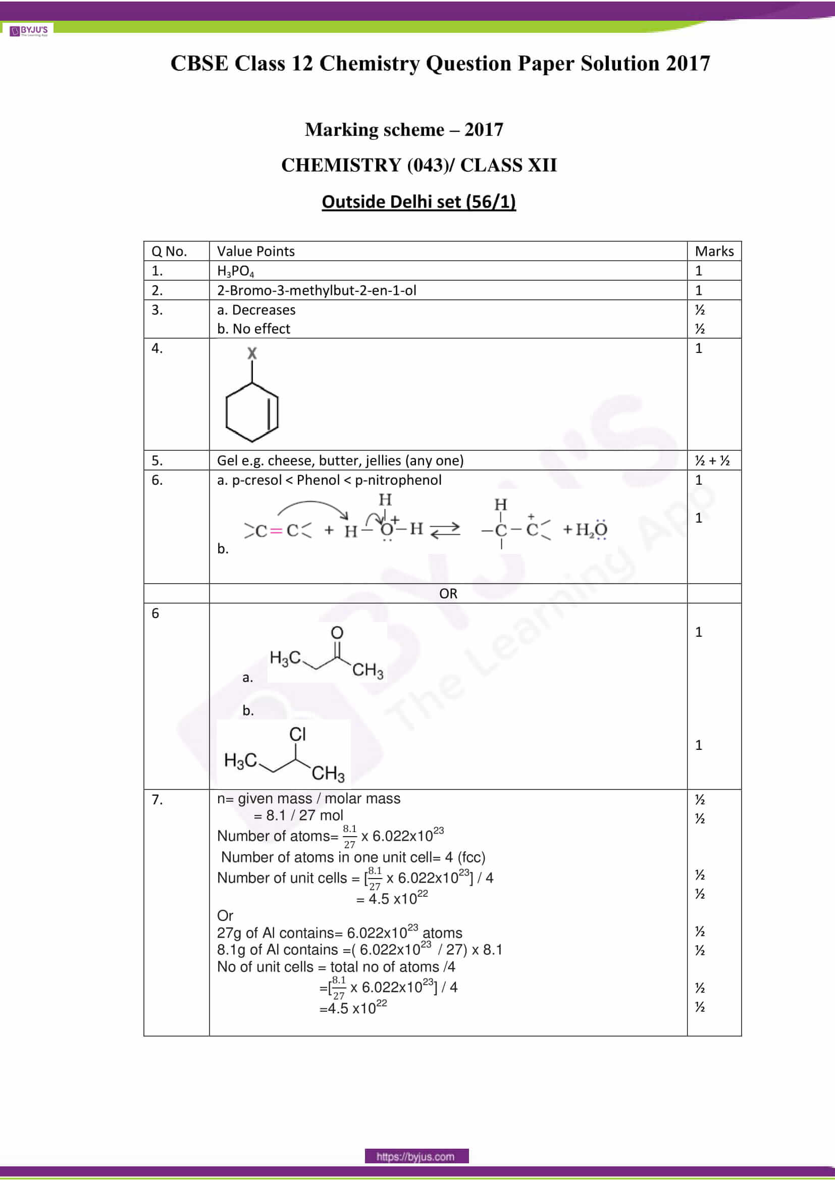 cbse class 12 solution 2017 chemistry set 1