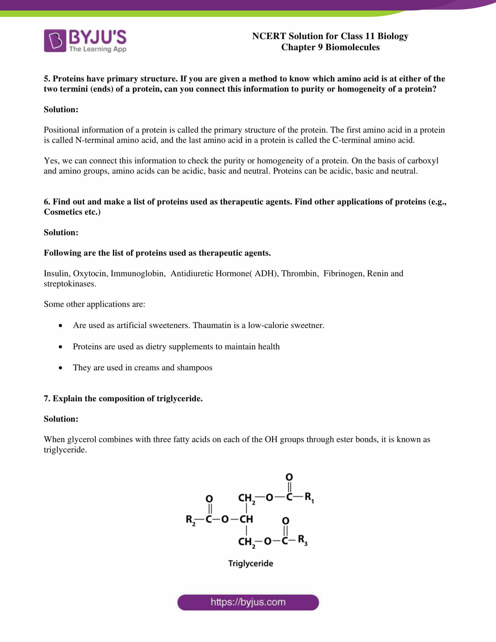 NCERT Solutions for Class 11 Biology Chapter 9 Biomolecules