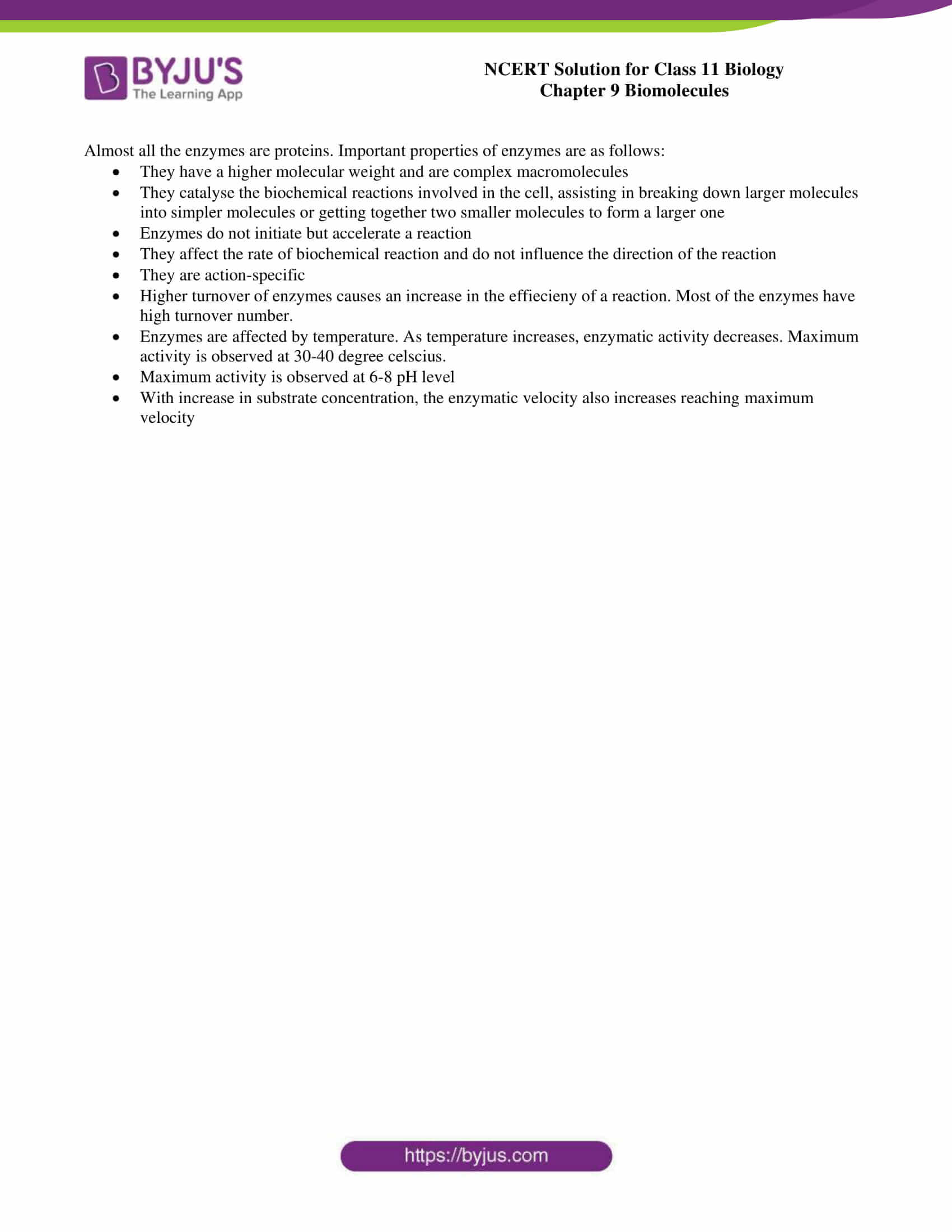 NCERT Solutions for Class 11 Biology Chapter 9 Biomolecules