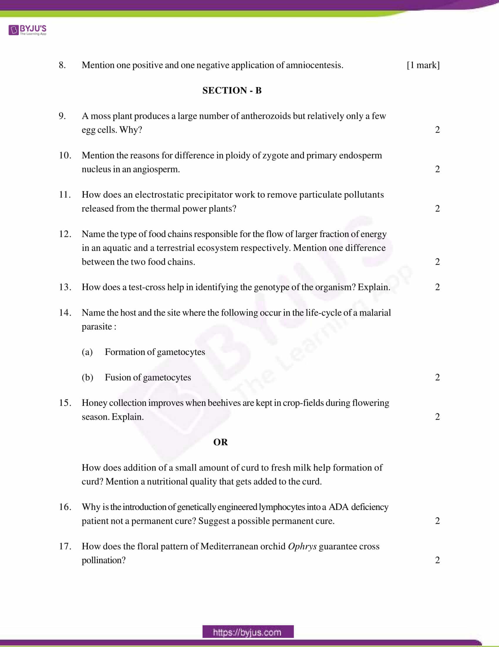 cbse class 12 qs paper 2013 bio set 1