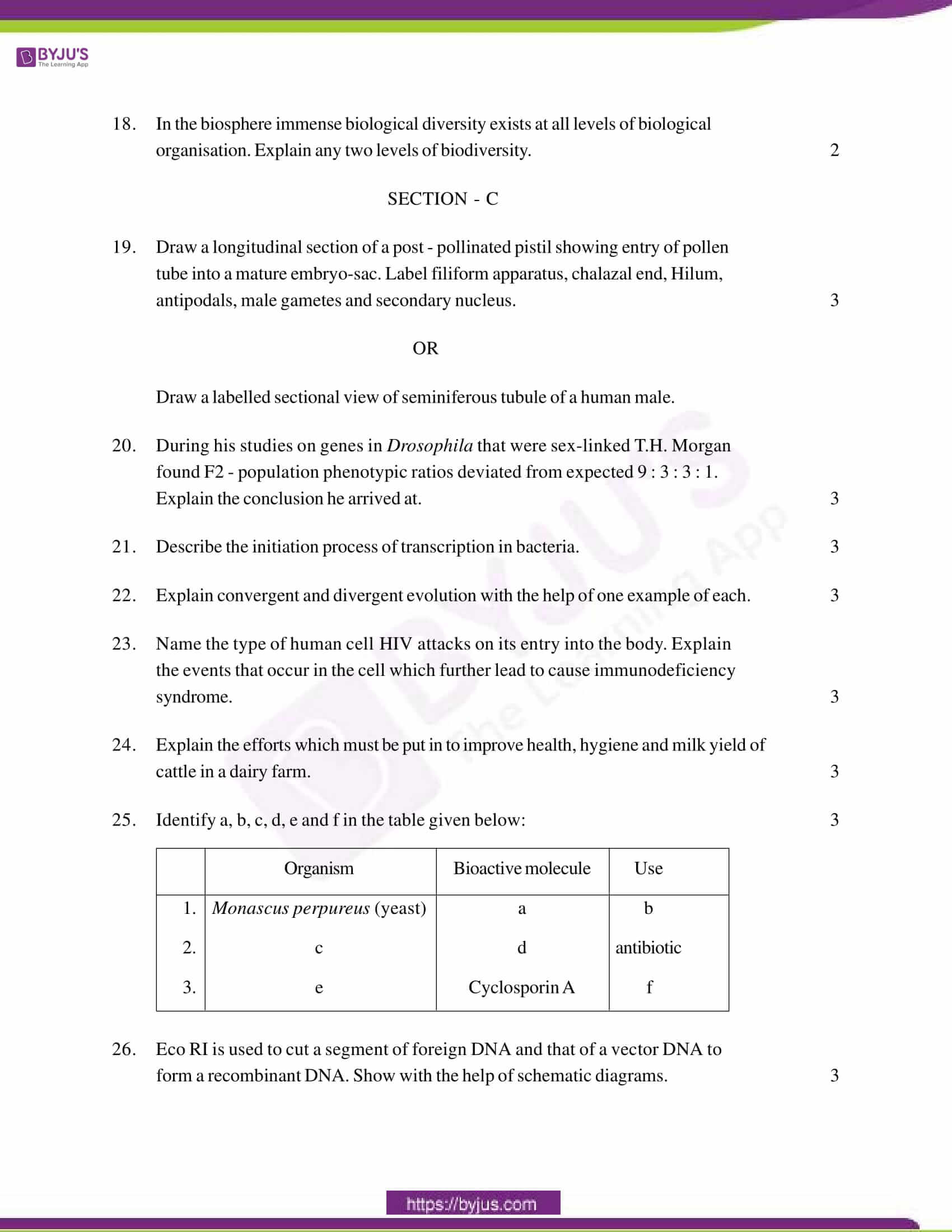 cbse class 12 qs paper 2013 bio set 1