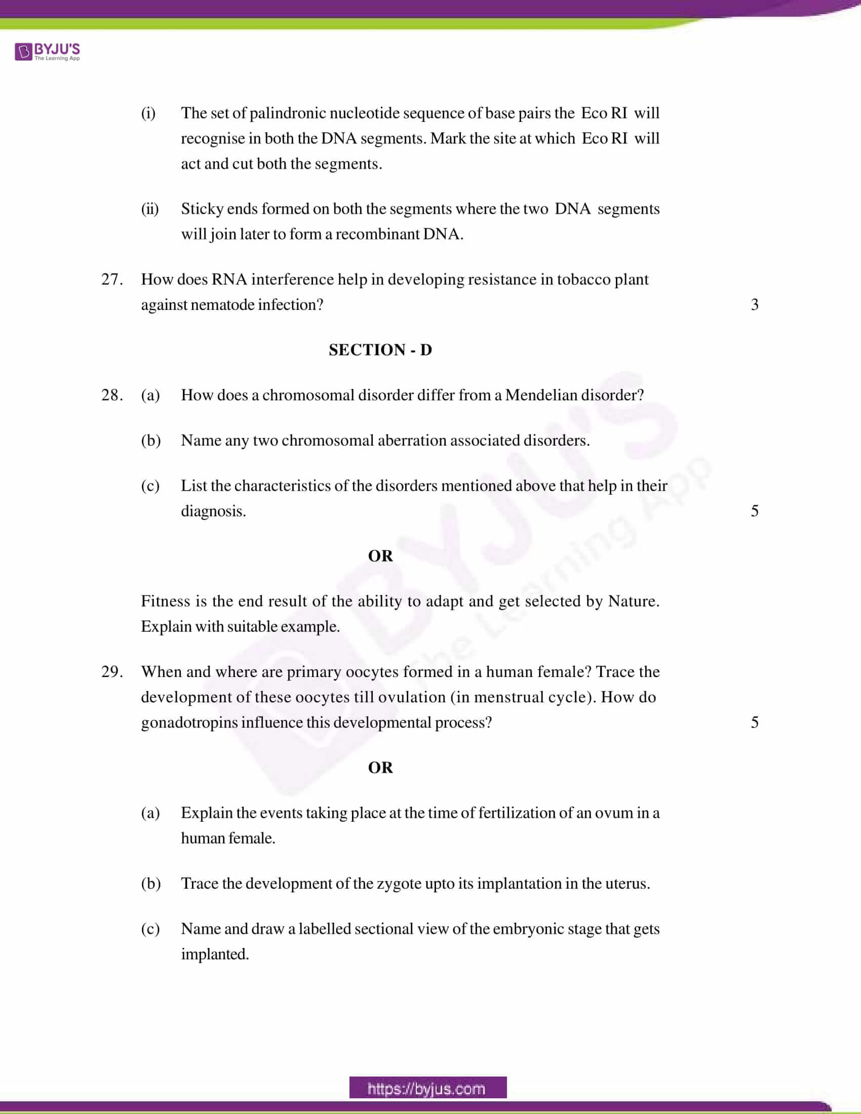 cbse class 12 qs paper 2013 bio set 1