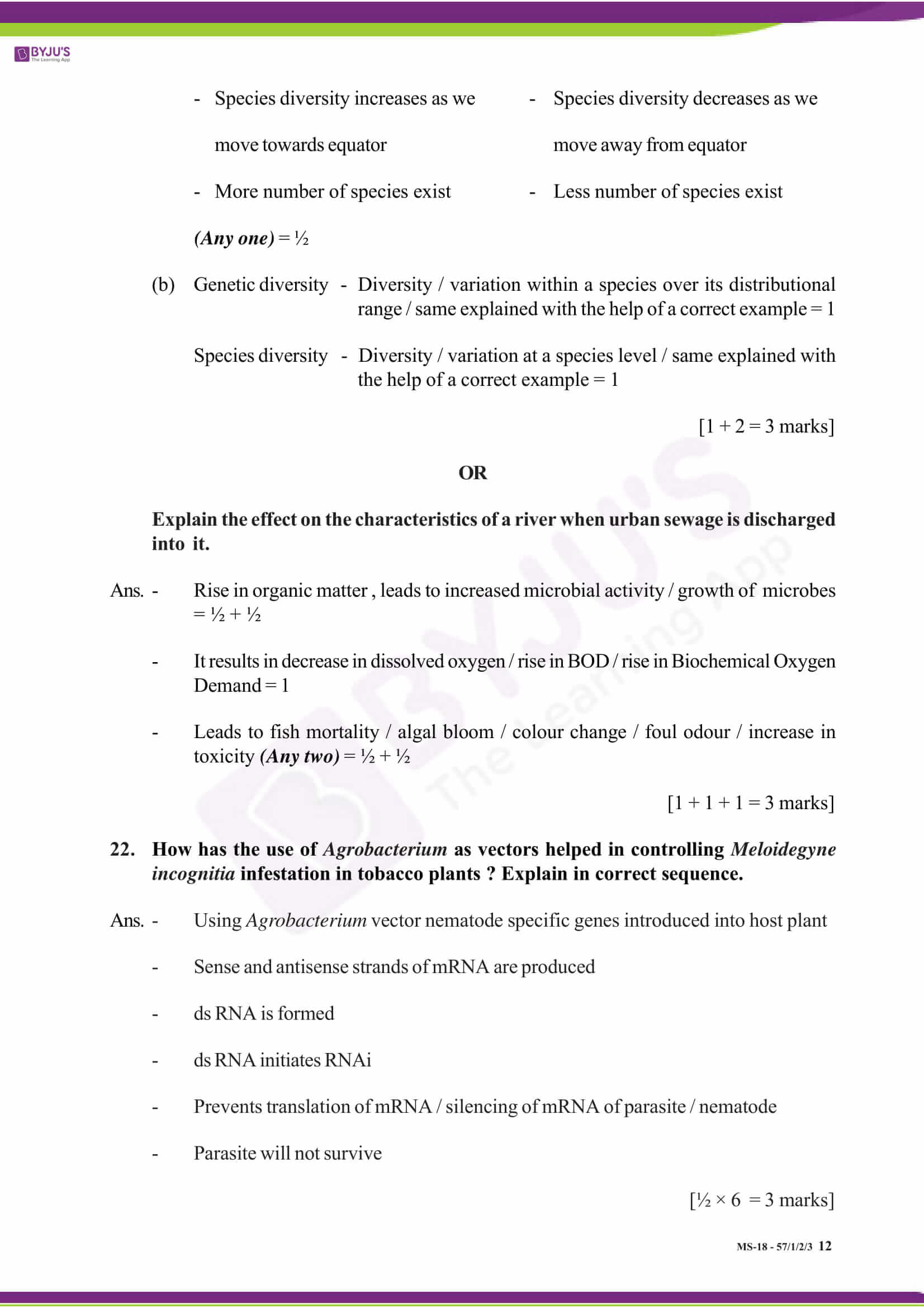 cbse class 12 solution 2018 bio set 1