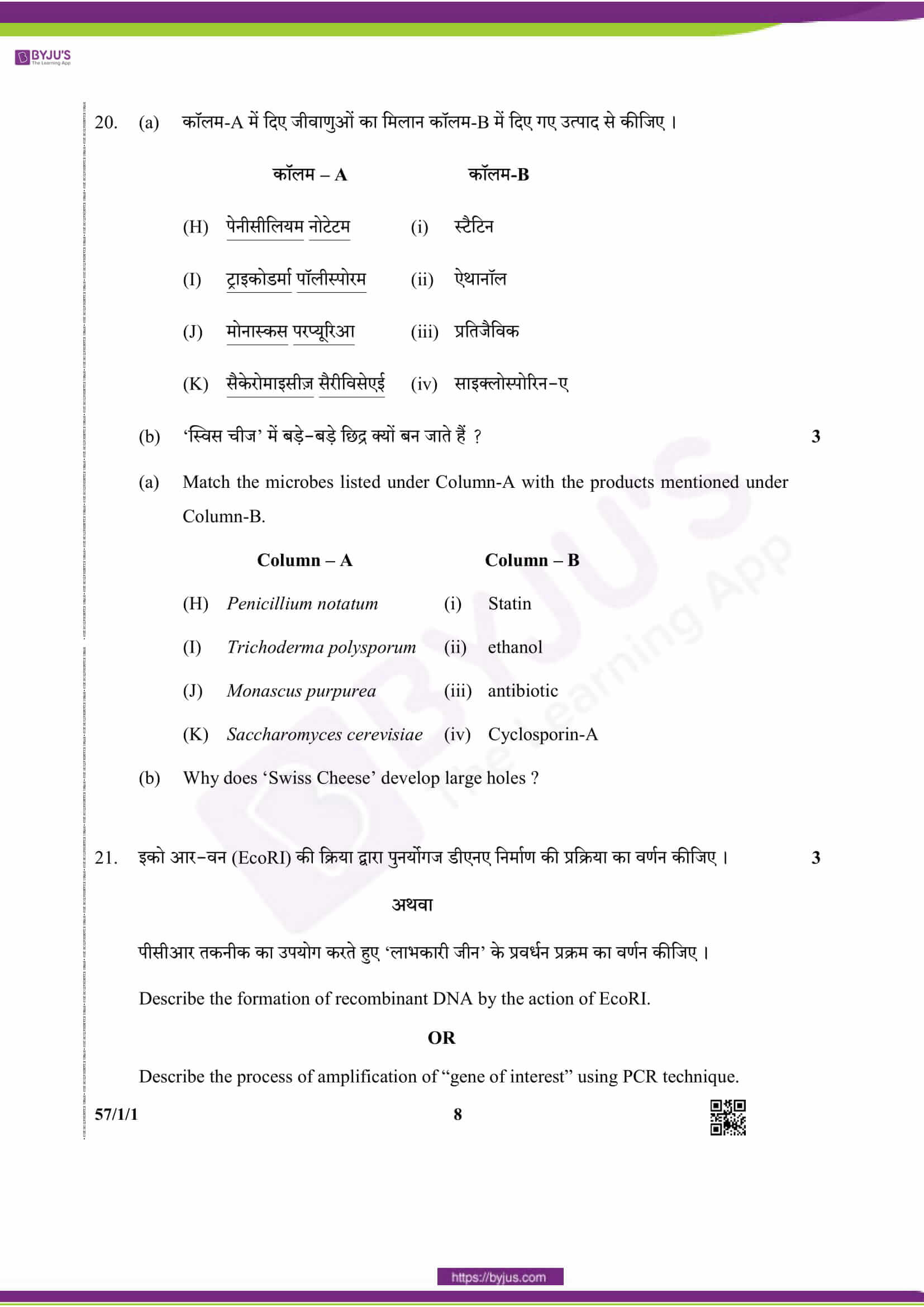 cbse class 12 qs paper 2019 bio set 1