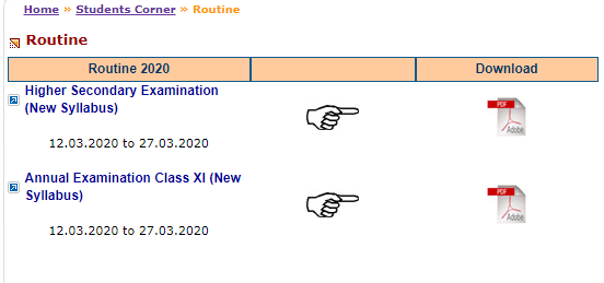 class 11 exam date sheet link 