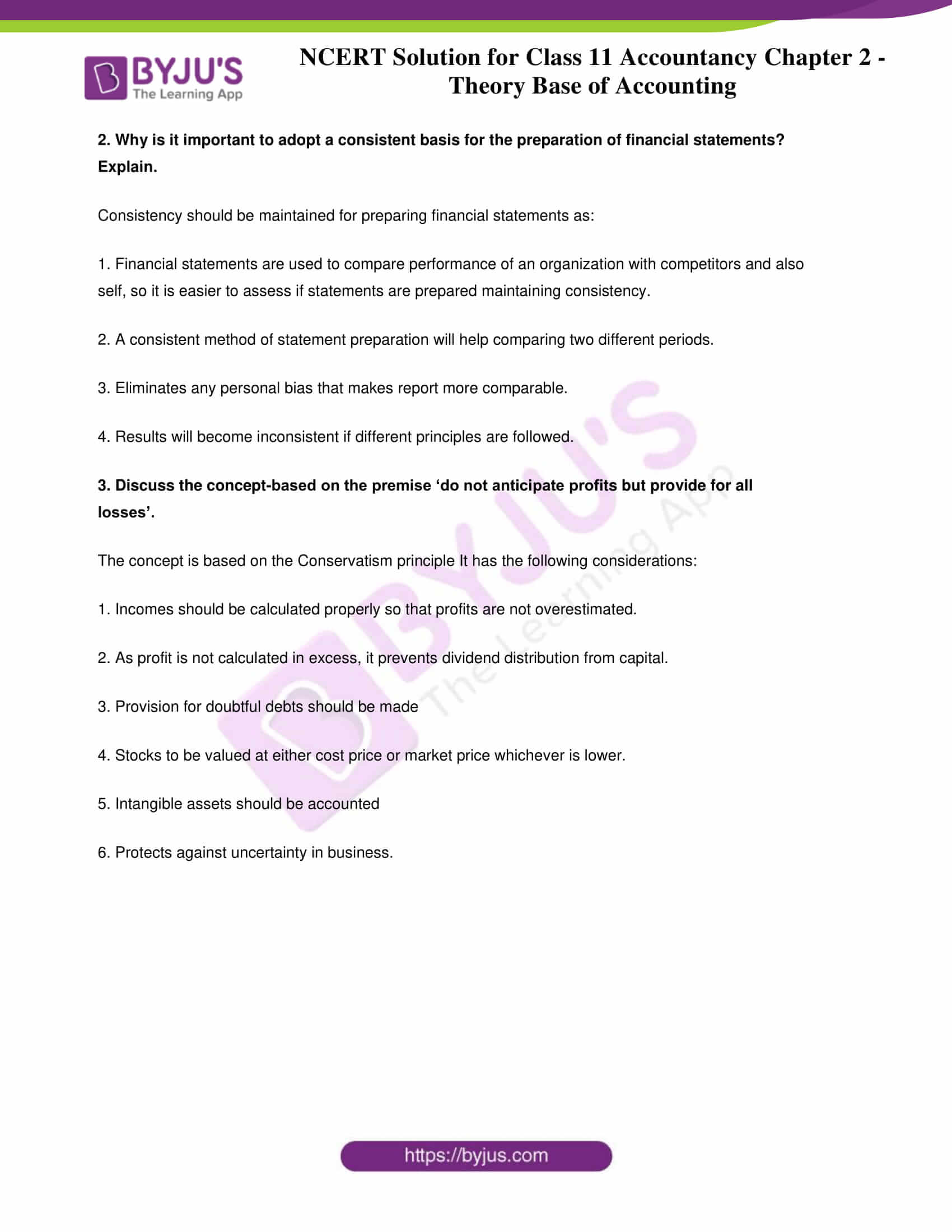 NCERT Solution For Class 11 Accountancy Chapter 2 Theory Base Of ...