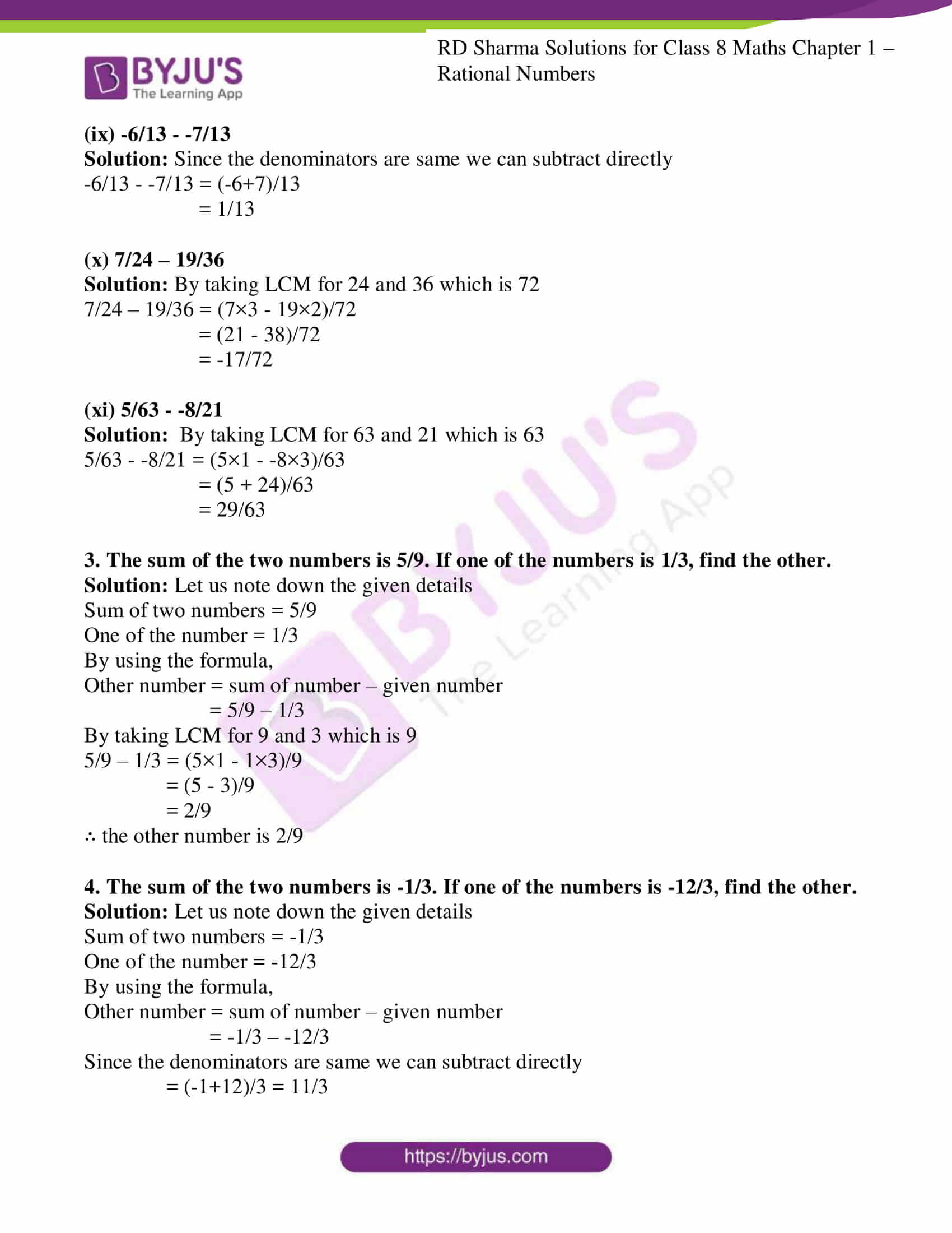 Rd Sharma Solutions For Class 8 Chapter 1 Rational Numbers Download Free Pdf