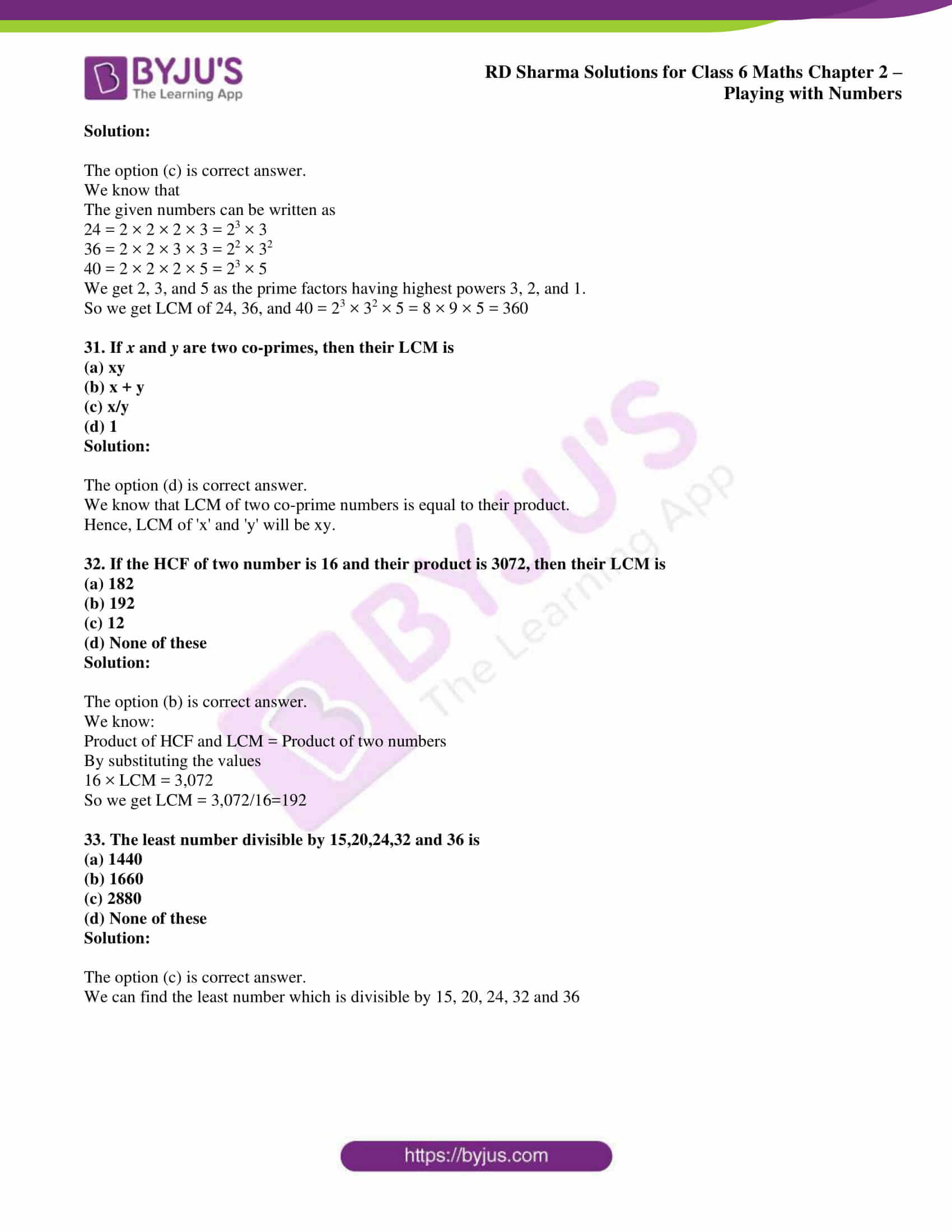 RD Sharma Solutions for Class 6 Chapter 2 Playing with Numbers access PDF