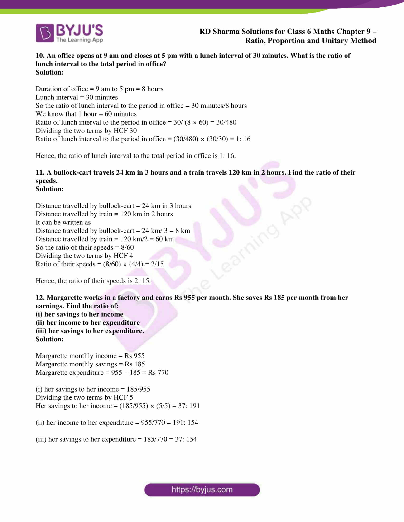 RD Sharma Solutions for Class 6 Chapter 9 Ratio, Proportion and Unitary ...