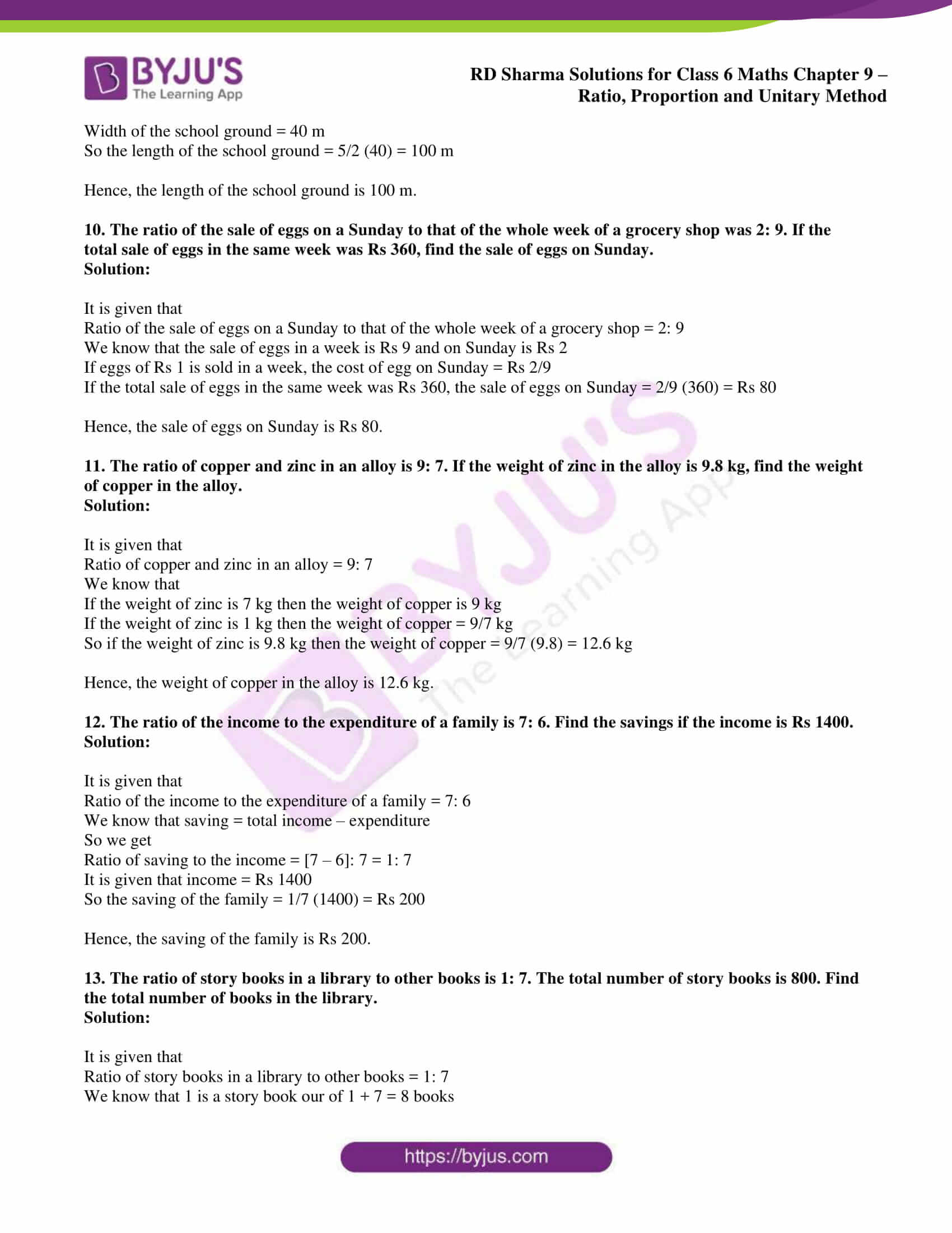 Rd Sharma Solutions For Class 6 Chapter 9 Ratio Proportion And Unitary