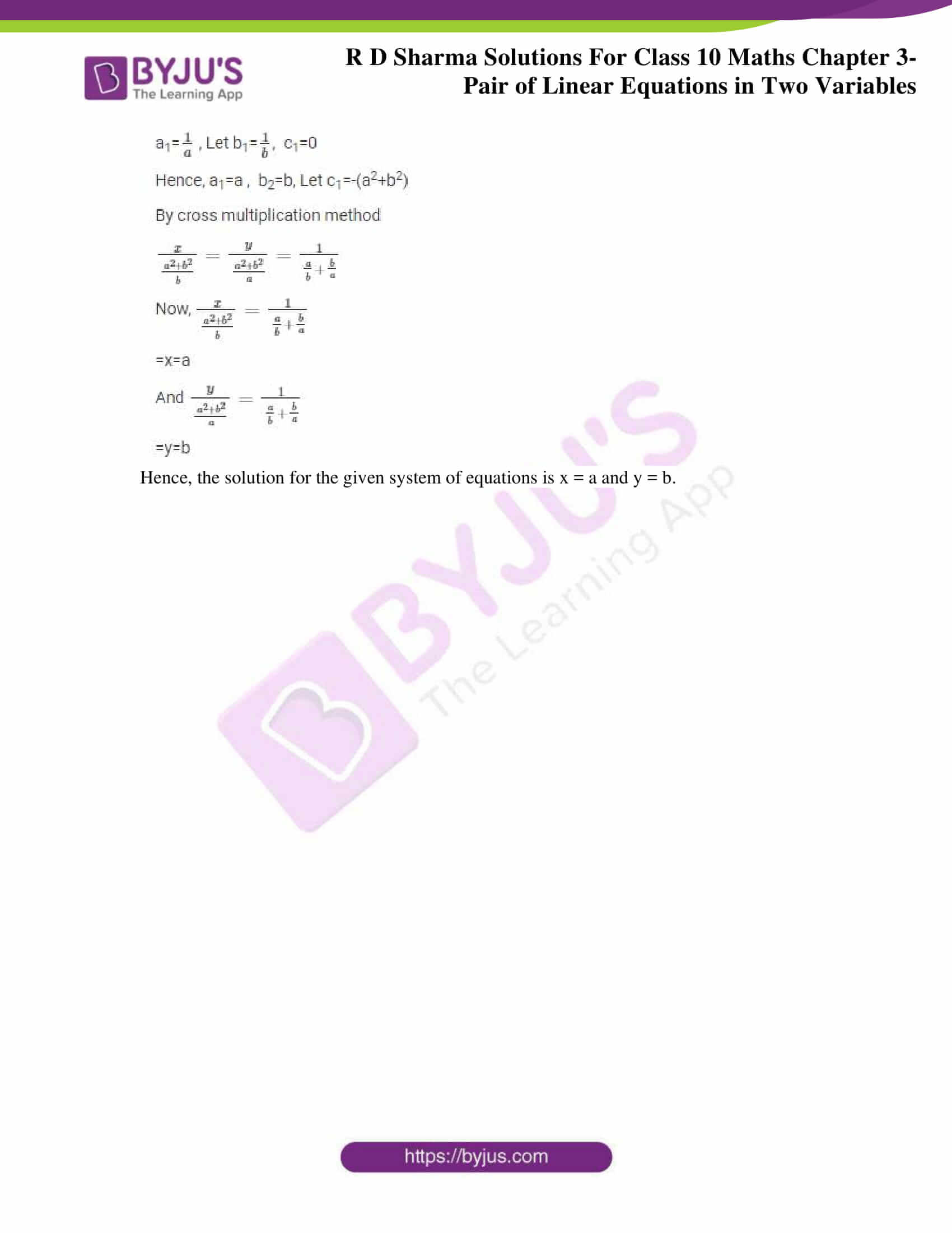 Rd Sharma Solutions For Class 10 Updated For 21 22 Chapter 3 Pair Of Linear Equations In Two Variables