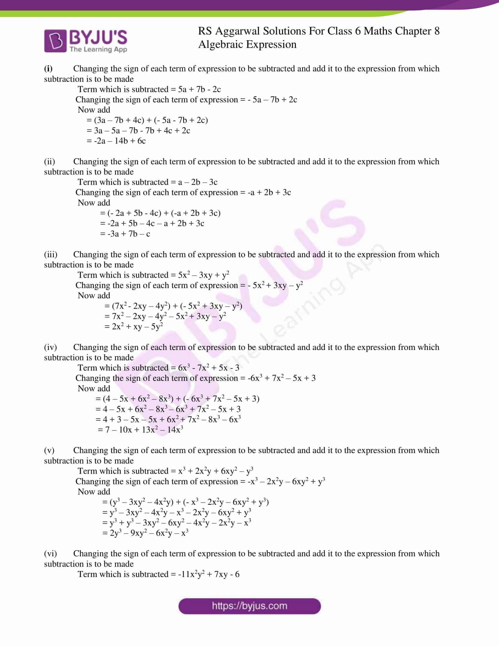 RS Aggarwal Solutions for Class 6 Chapter 8 Algebraic Expressions Free ...