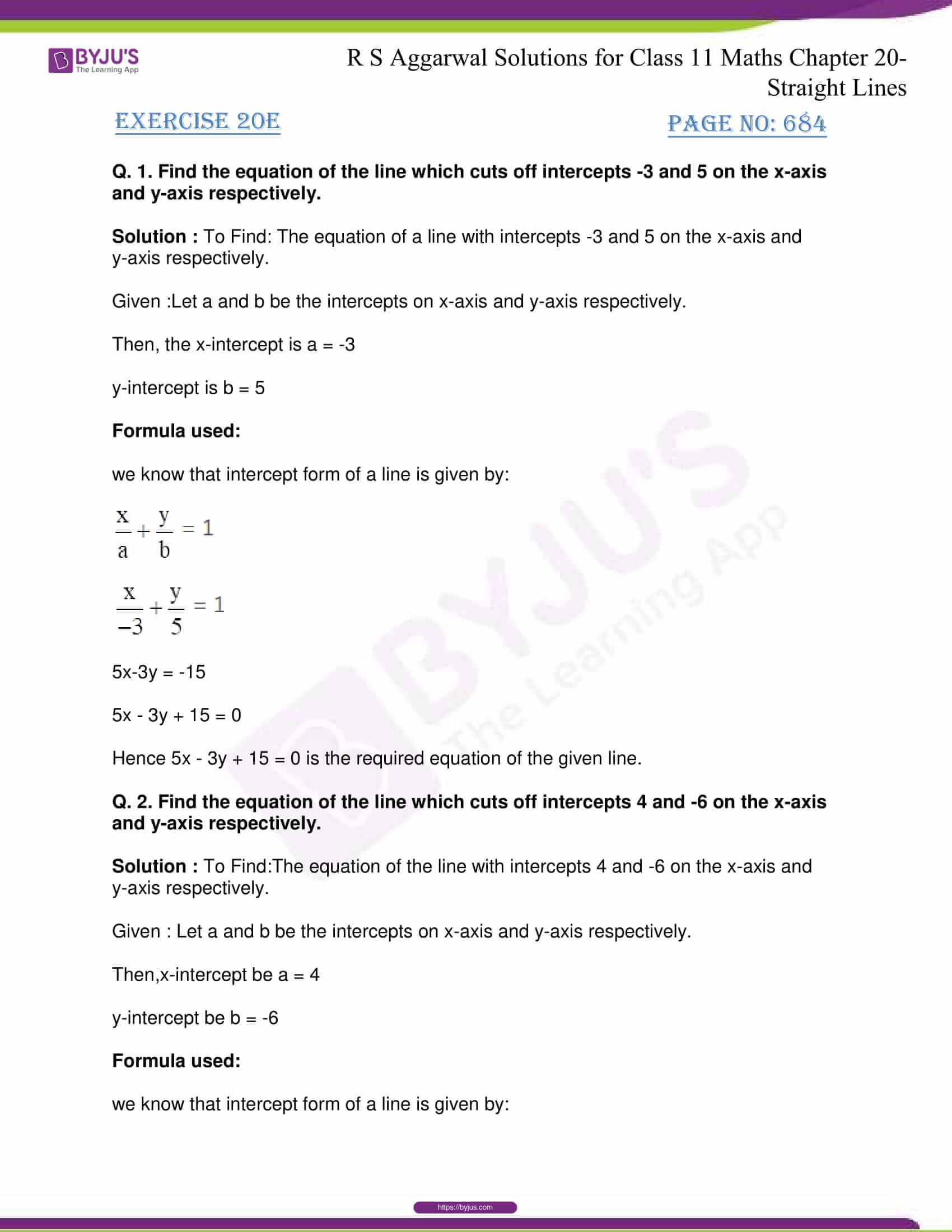 Class 11 Maths Rs Aggarwal Book Pdf Download R S Aggarwal Solutions for Class 11 Maths Chapter 20- Straight Lines