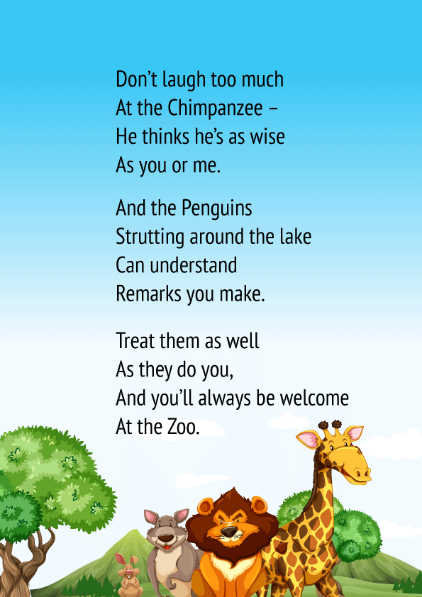 Zoo Manners Poem for Class 2 with Free PDF and Poem Summary