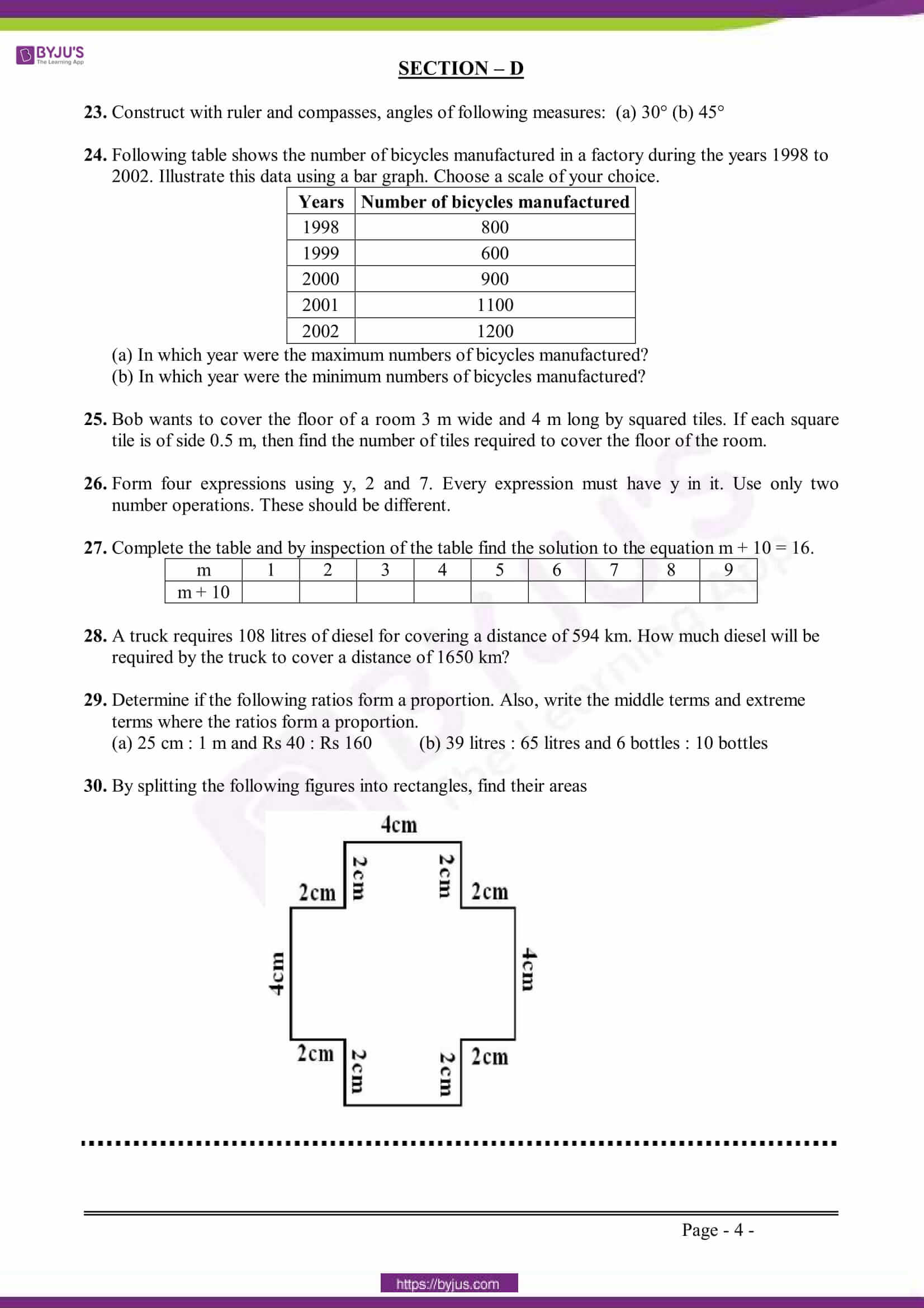 Download CBSE Class 6 Maths Sample Paper Set 2 PDF