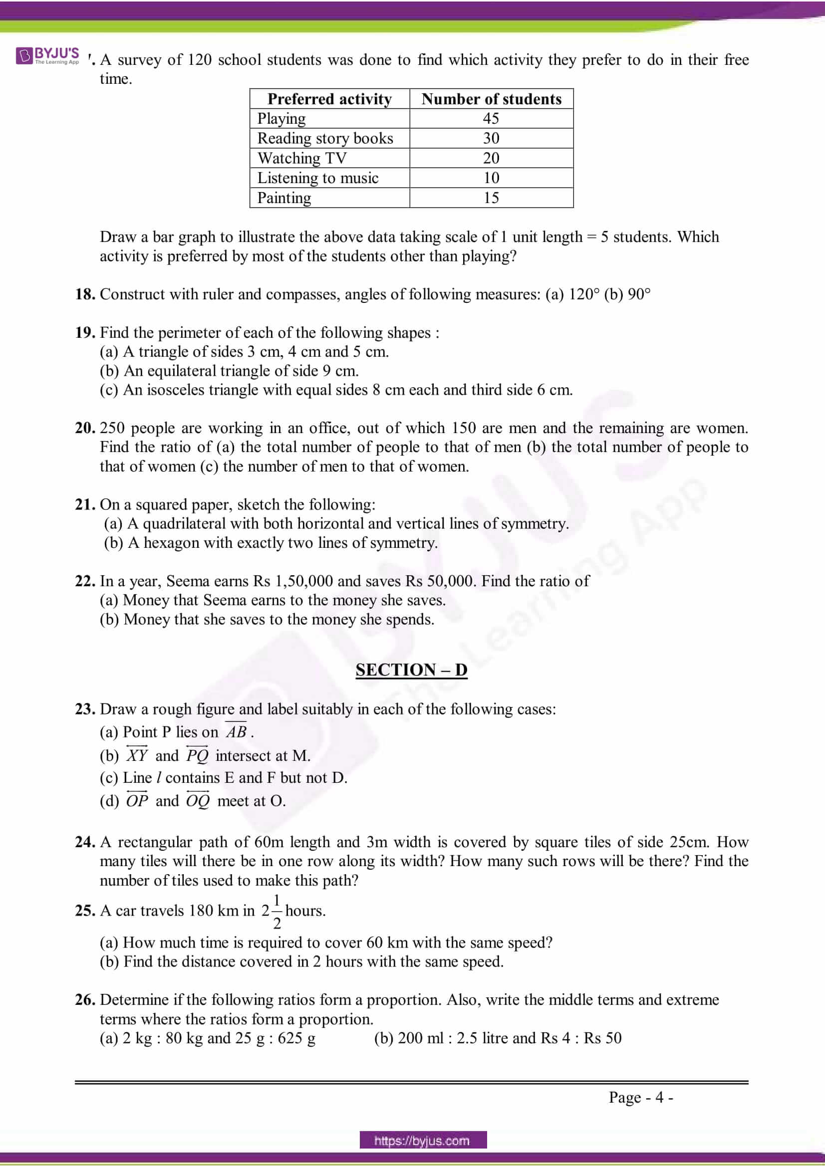 case study questions for class 6 maths data handling