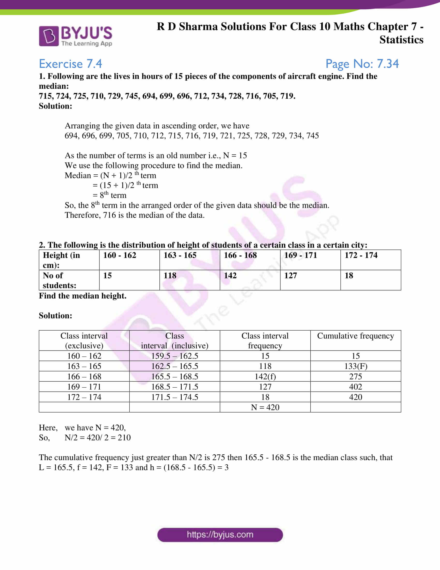 RD Sharma Solutions for Class 10 Chapter 7 Statistics Exercise 7.4 17