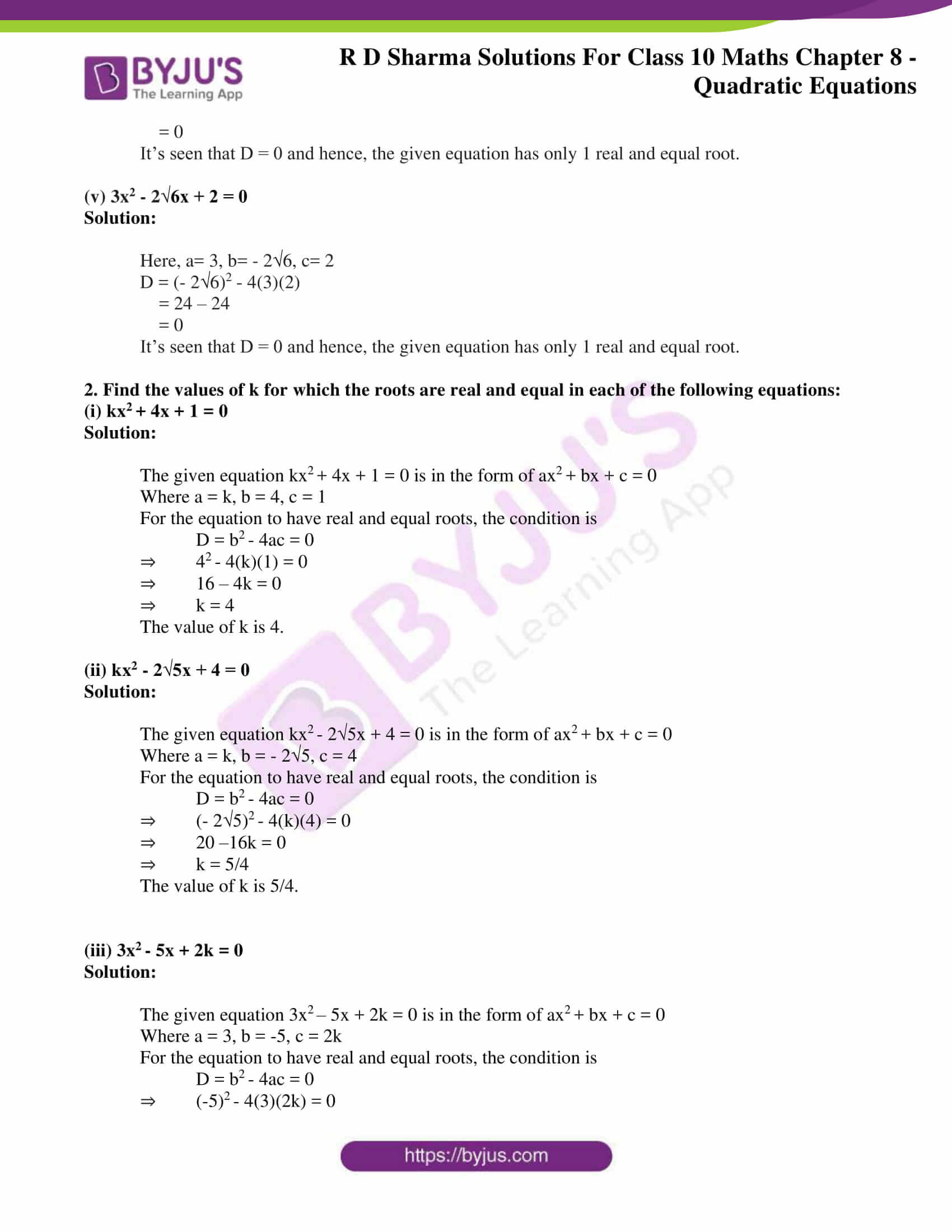 Rd Sharma Solutions For Class 10 Chapter 8 Quadratic Equations Exercise 8 6 Avail Pdf