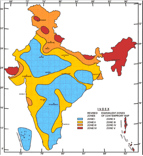 Seismic zones in India