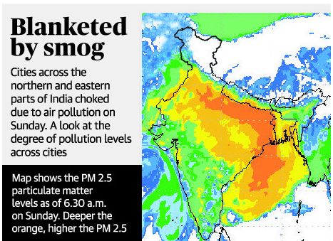 Pollution levels across cities in India Map