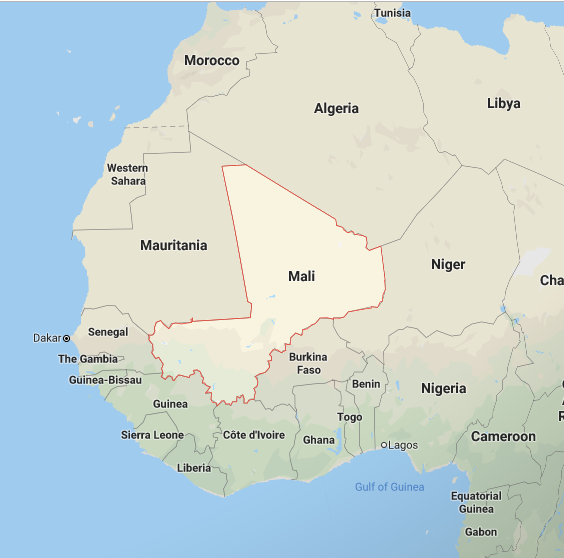 Map of West Africa with Mali