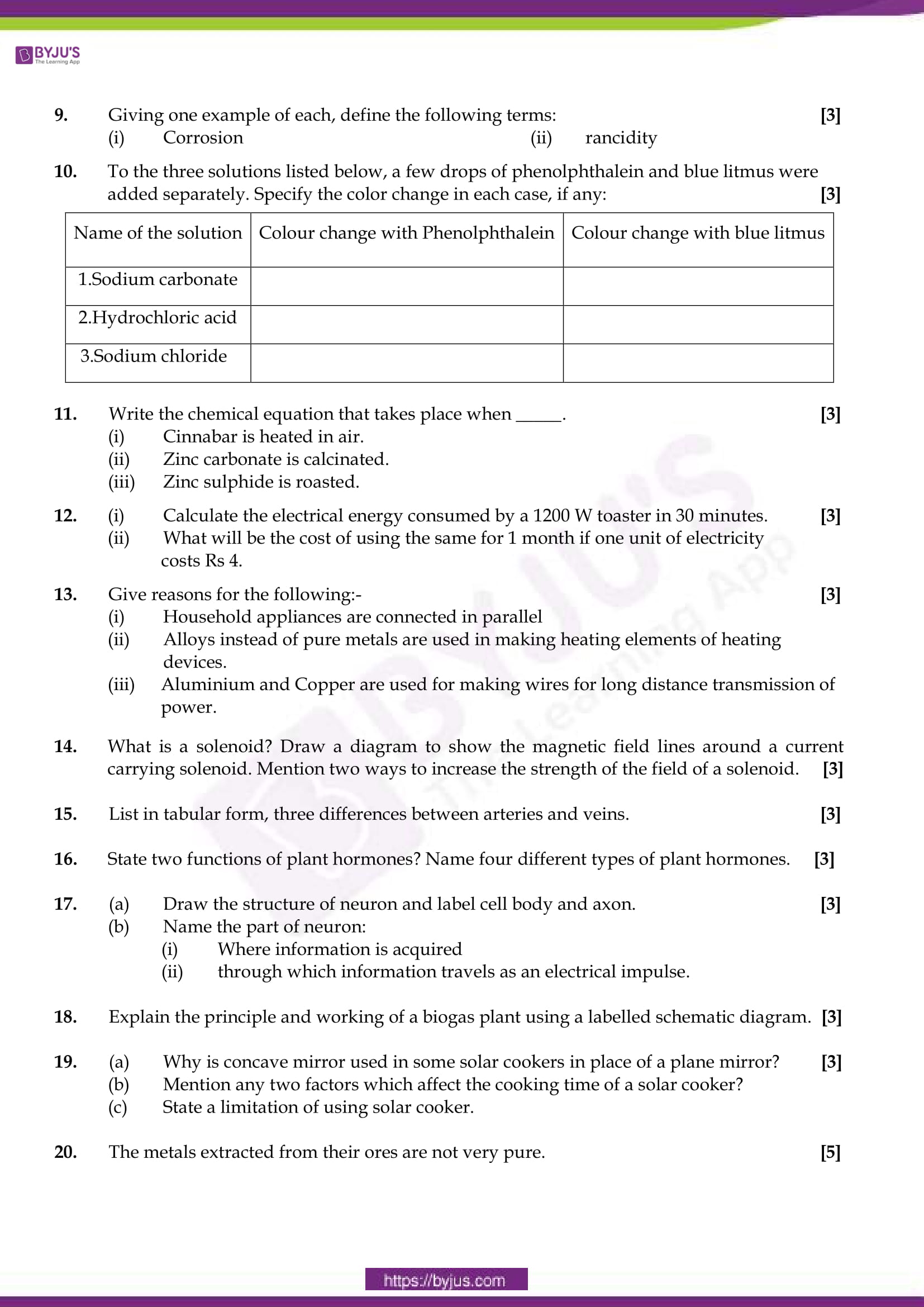 cbse class 10 science sample paper sa 1 set 4