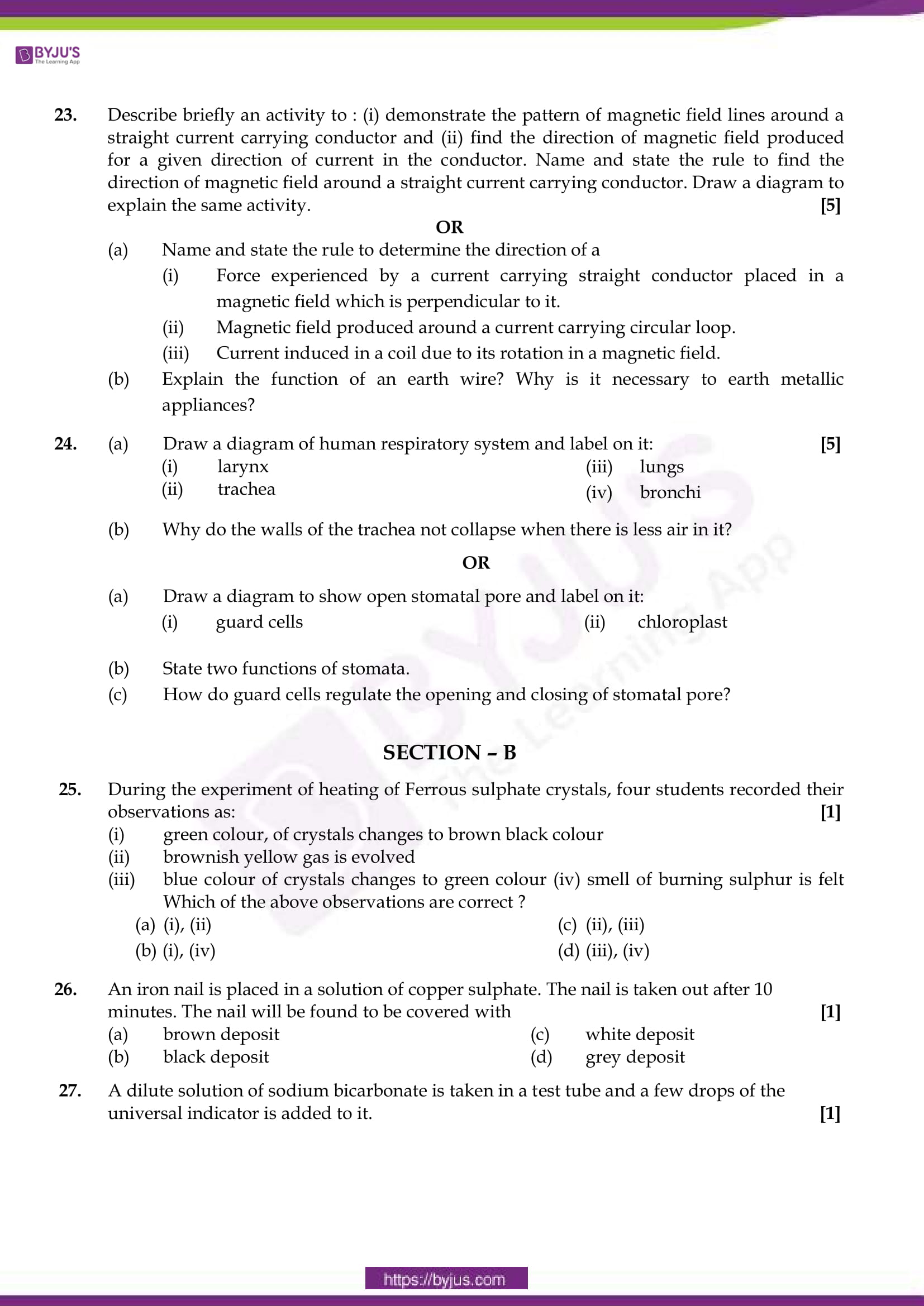 cbse class 10 science sample paper sa 1 set 4