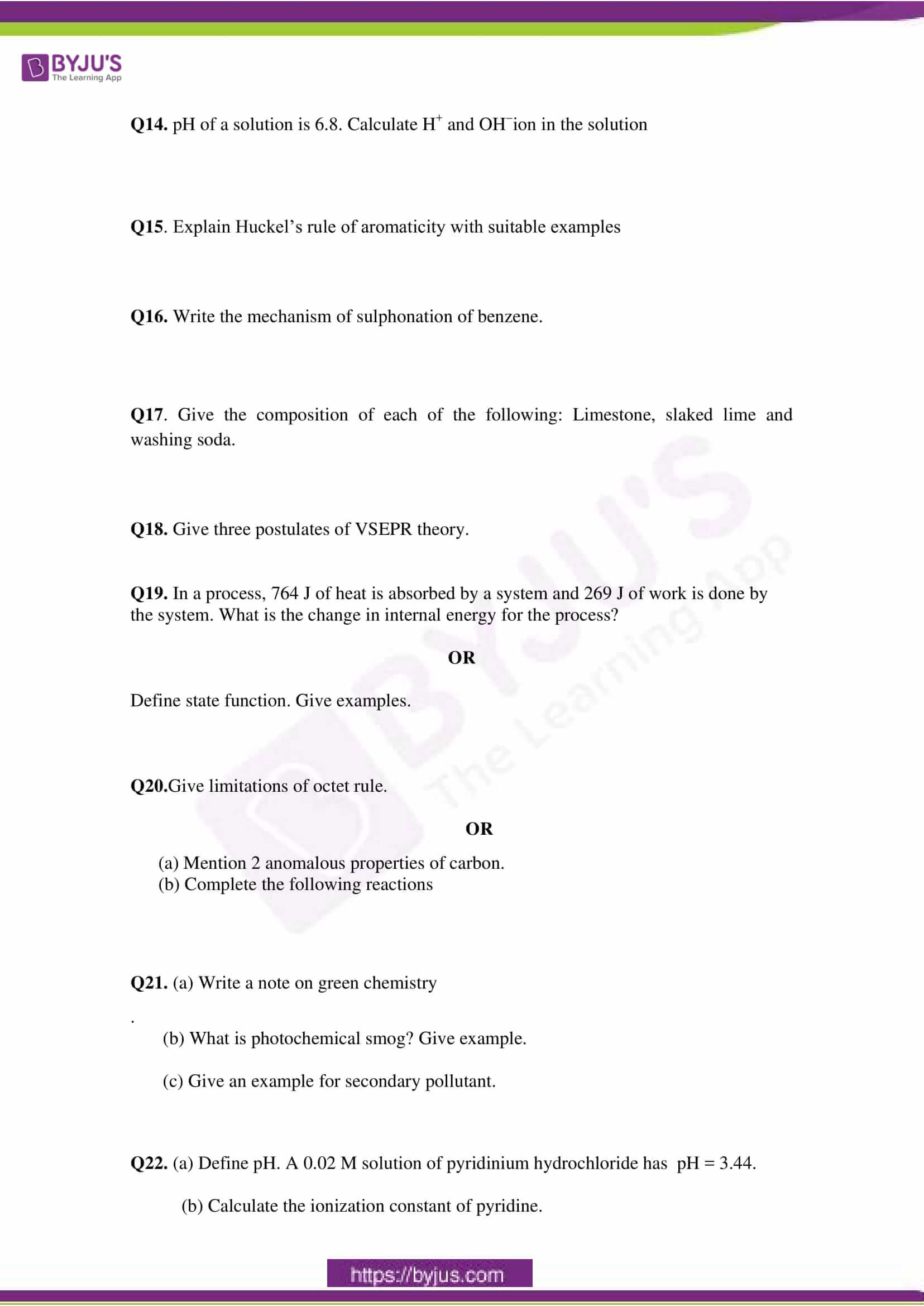 cbse class 11 che sample paper set 1