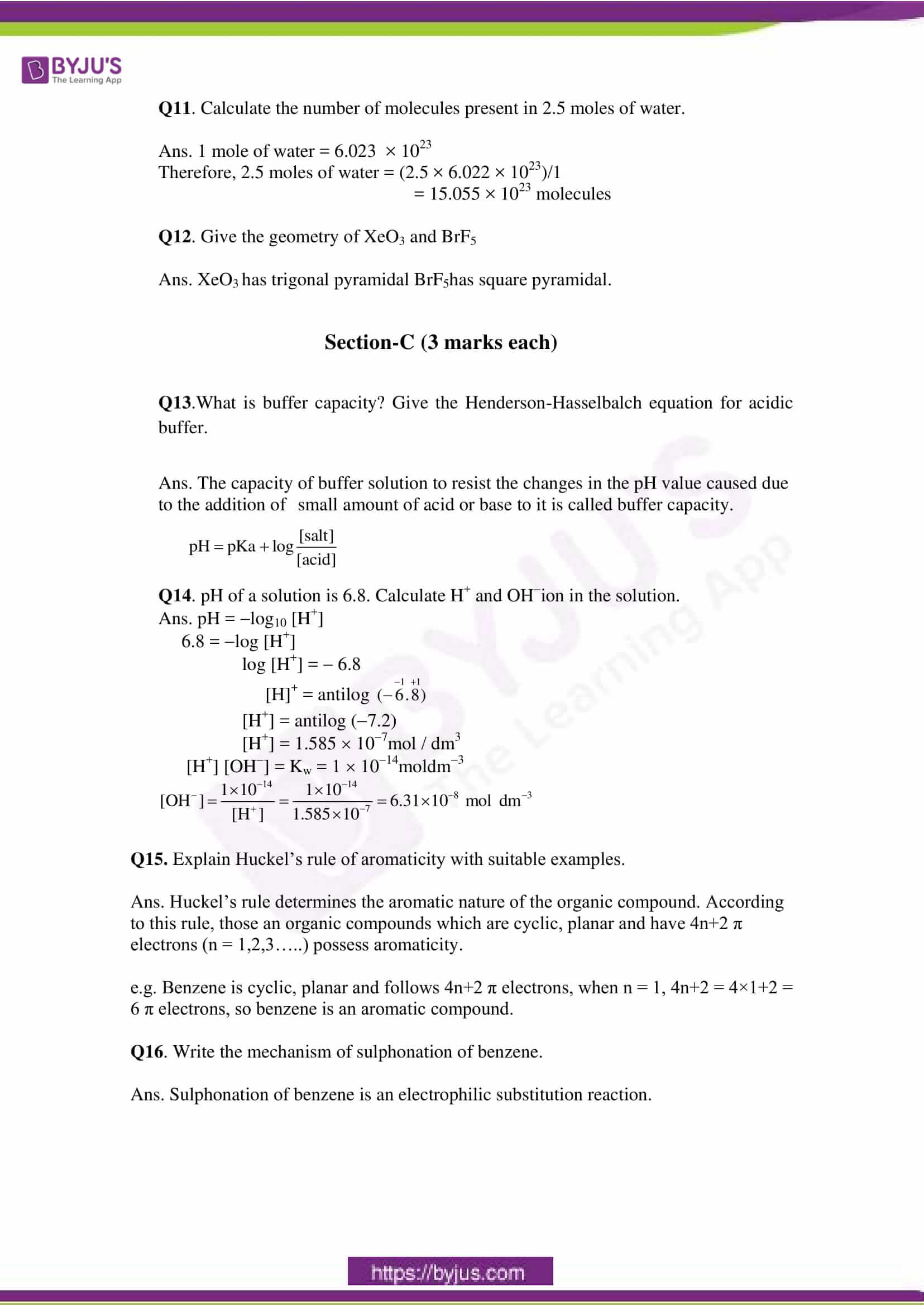 cbse class 11 che sample paper set 1 solution