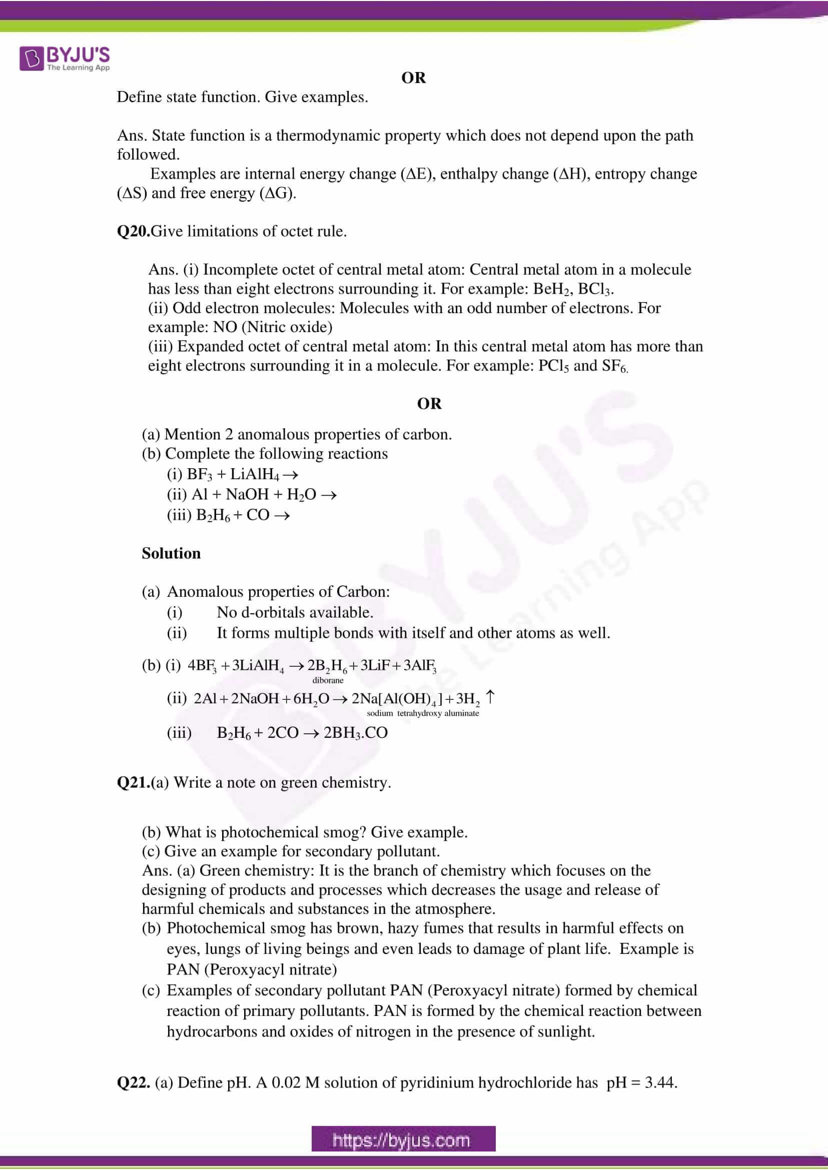 cbse class 11 che sample paper set 1 solution