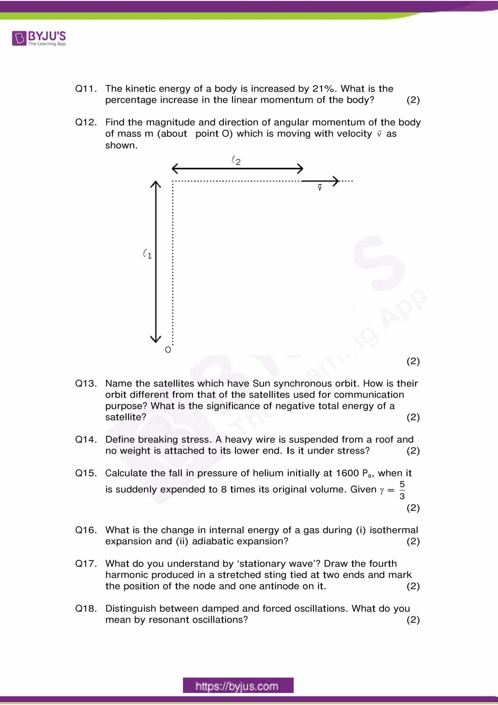 cbse class 11 phy sample paper set 3