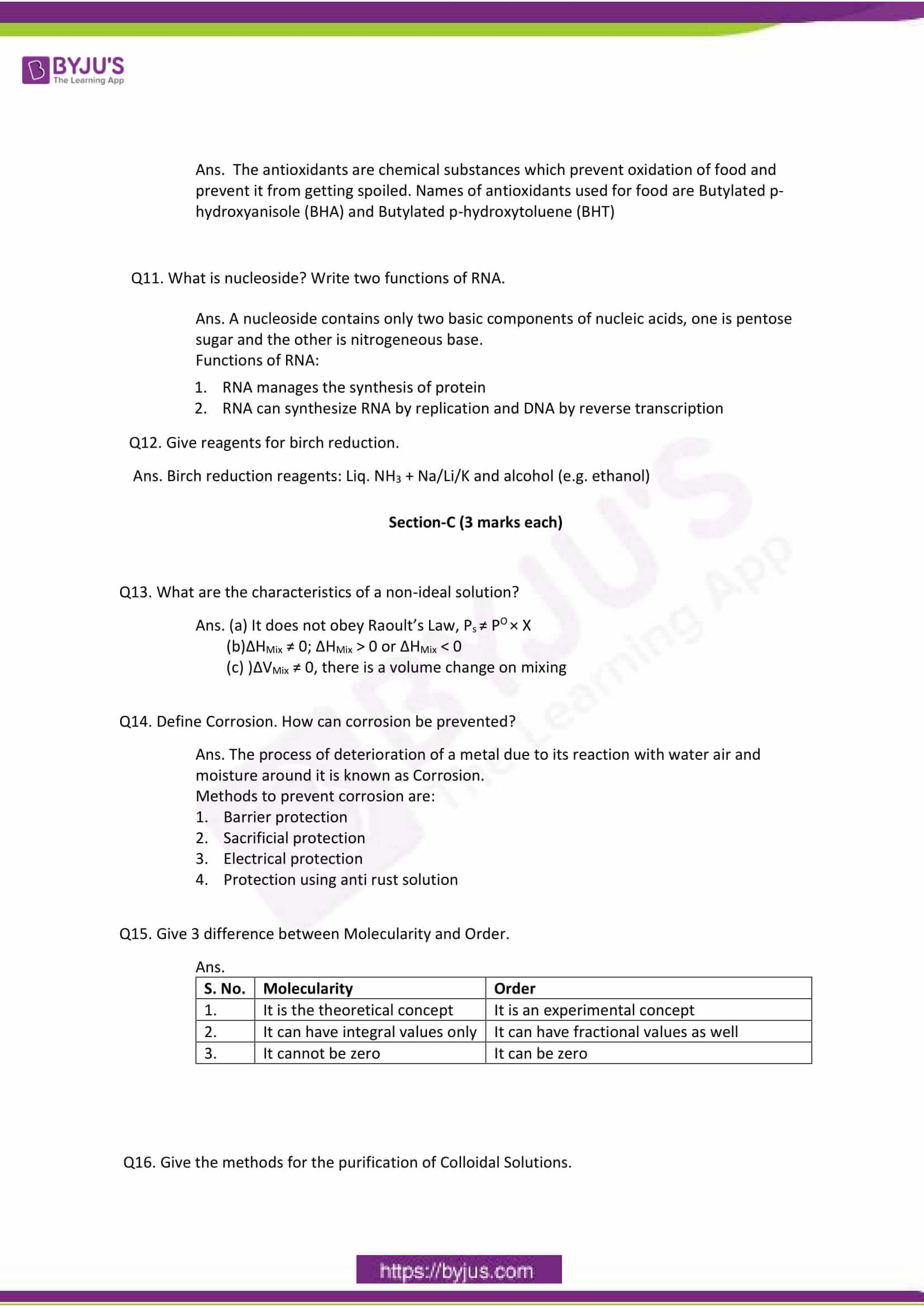 cbse class 12 chemistry sample paper solution set 1