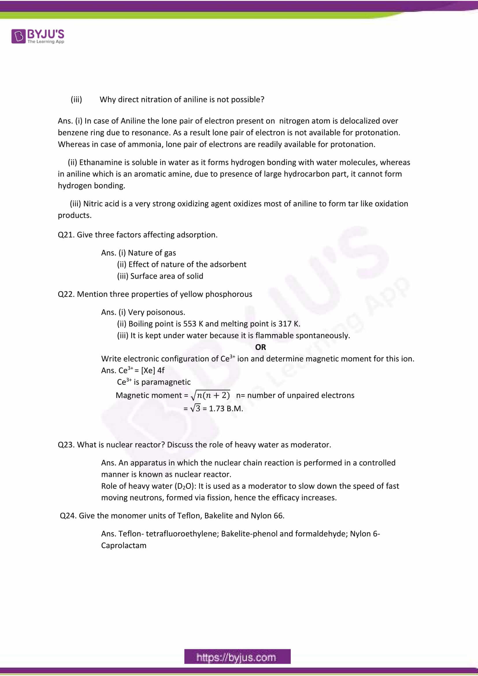 cbse class 12 chemistry sample paper solution set 1