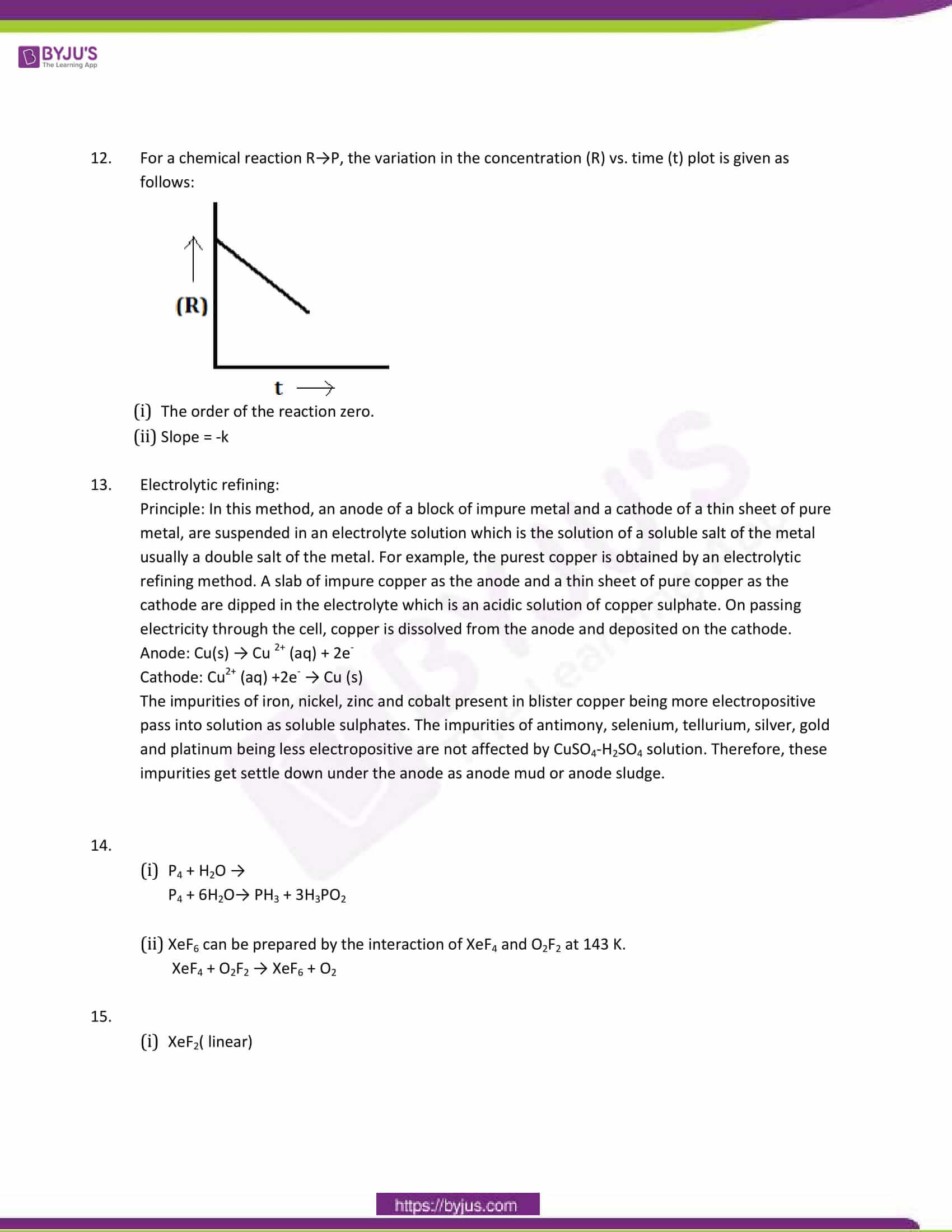 cbse class 12 chemistry sample paper solution set 4