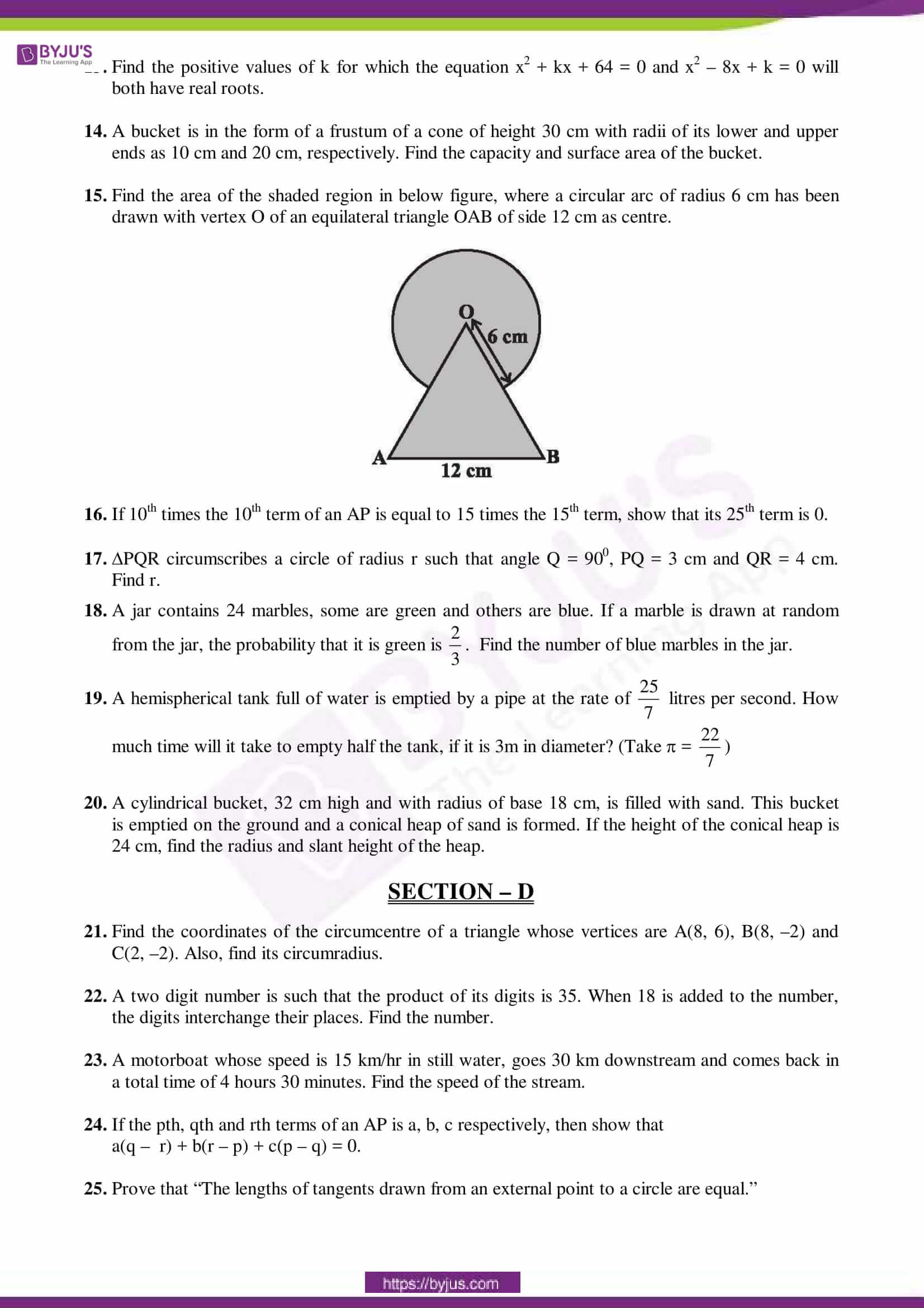 cbse sample paper class 10 maths sa 2 set 3