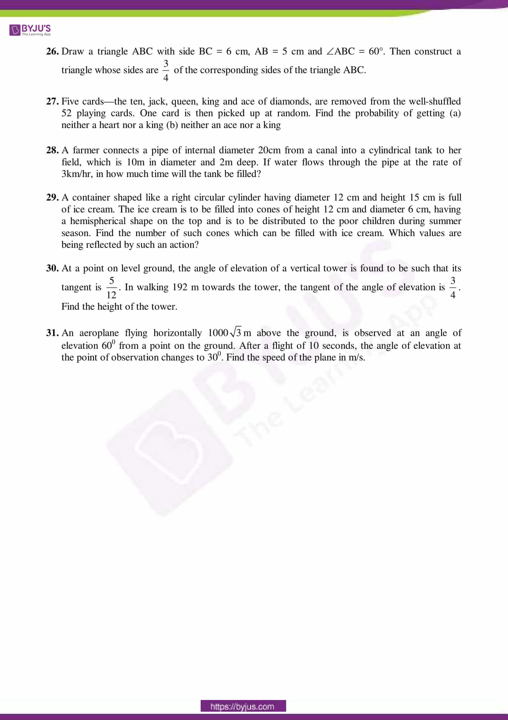 cbse sample paper class 10 maths sa 2 set 3