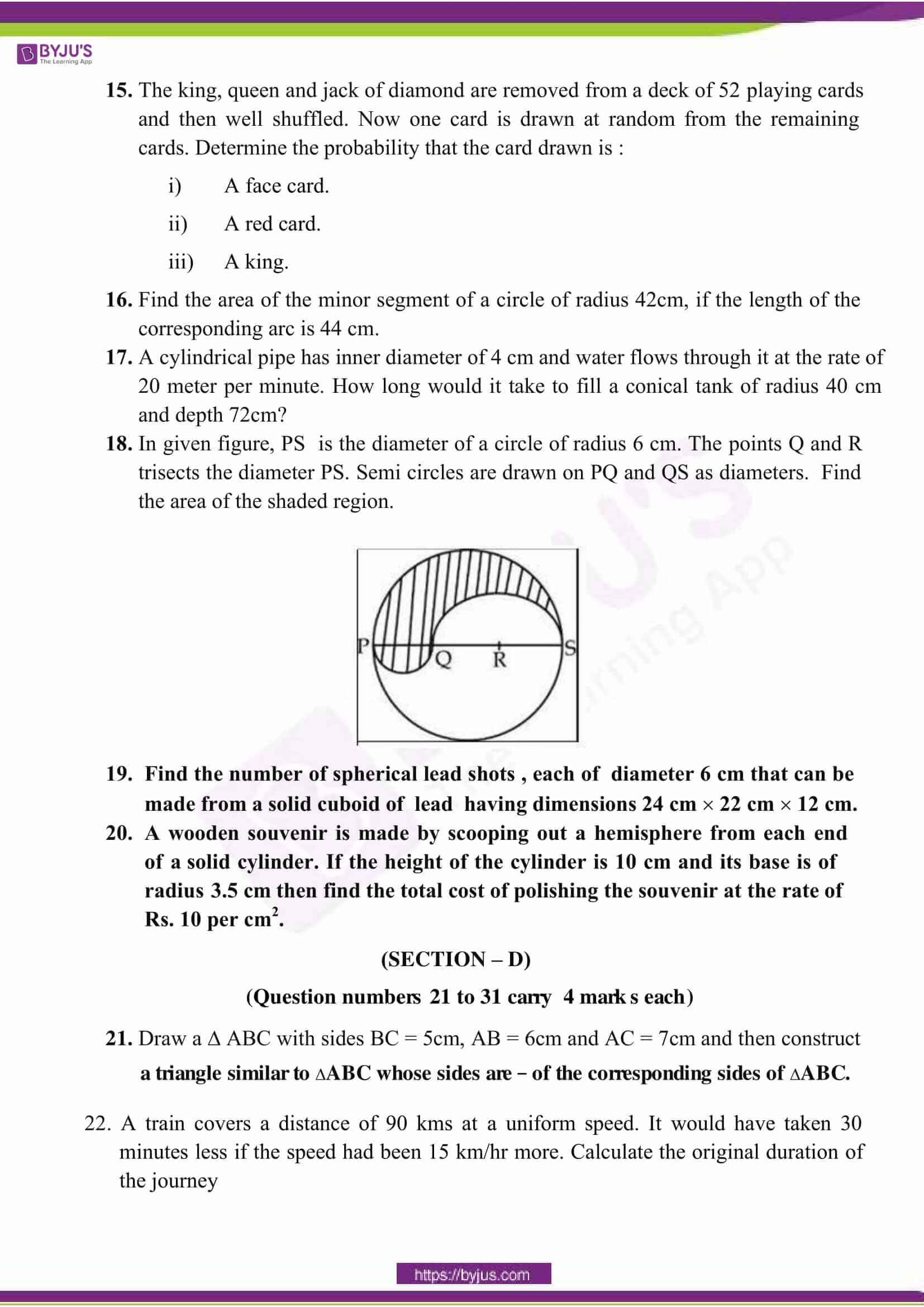 cbse sample paper class 10 maths sa 2 set 9