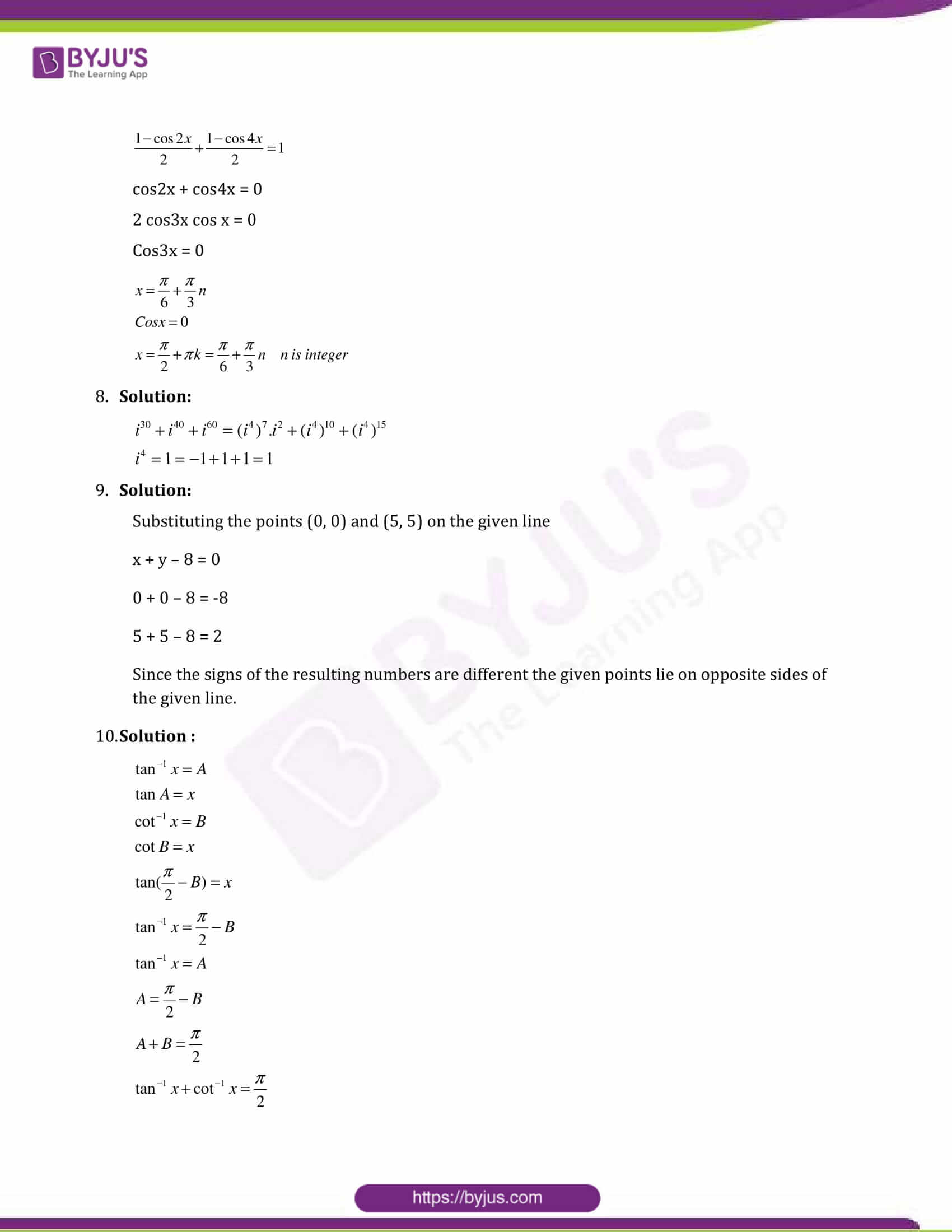 cbse sample paper class 11 maths set 2 solution