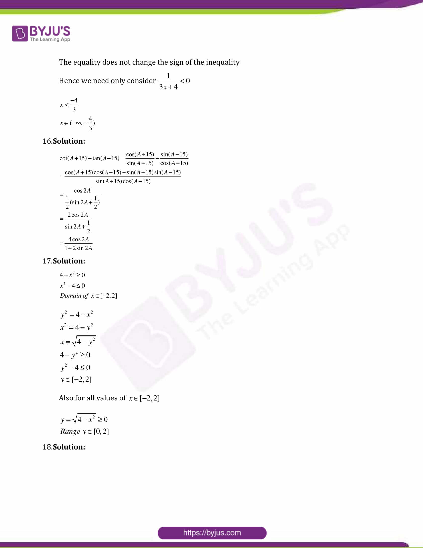 cbse sample paper class 11 maths set 2 solution