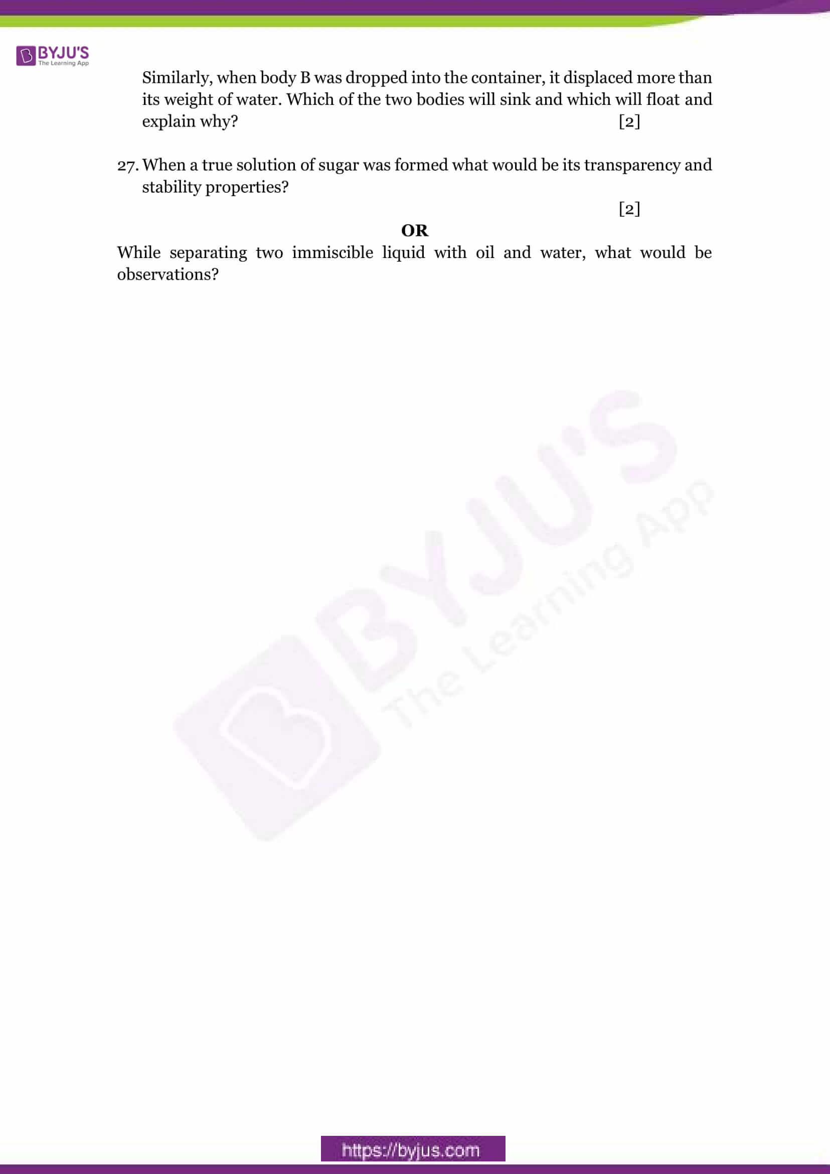 cbse sample paper class 9 science set 1