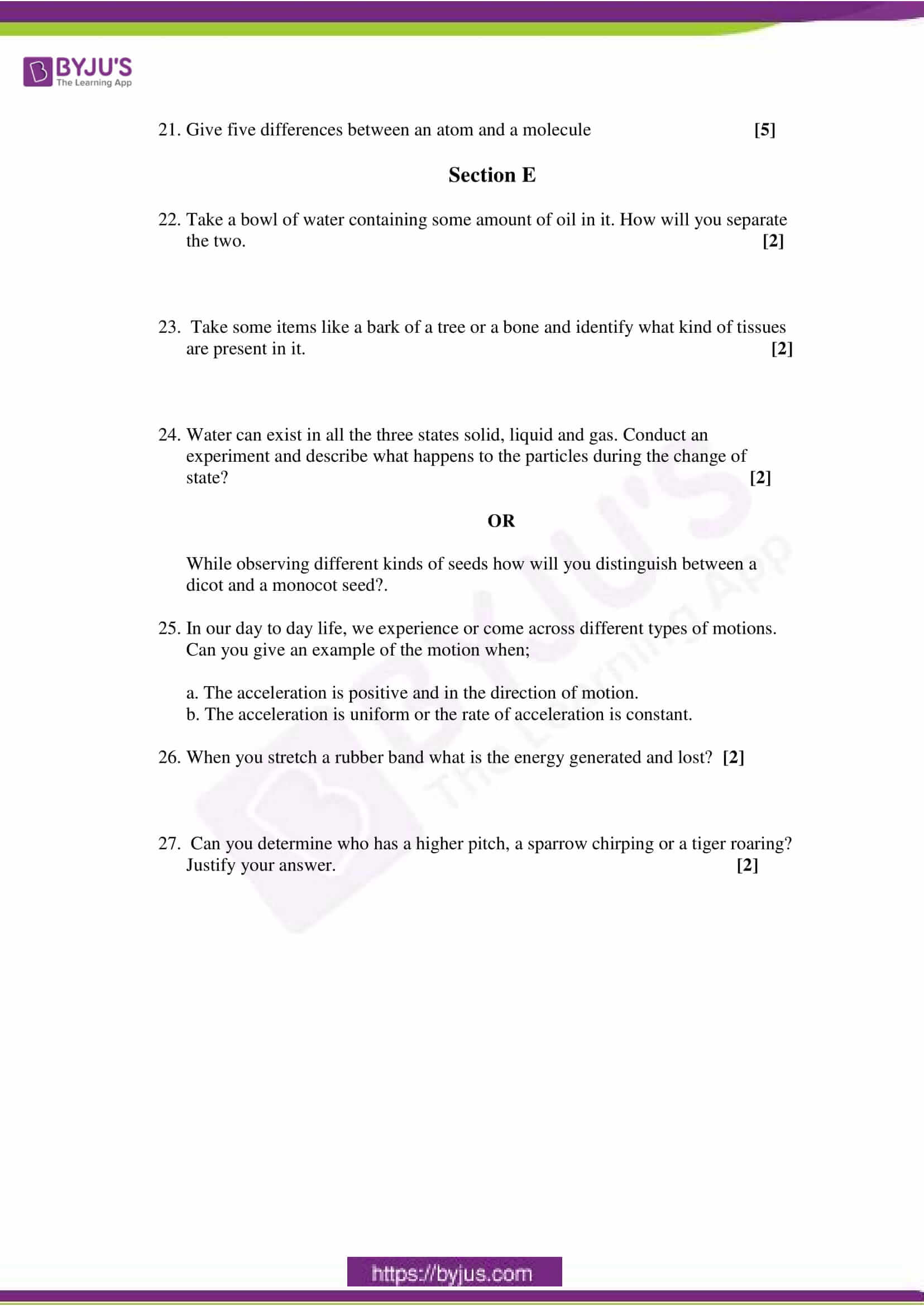 cbse sample paper class 9 science set 2