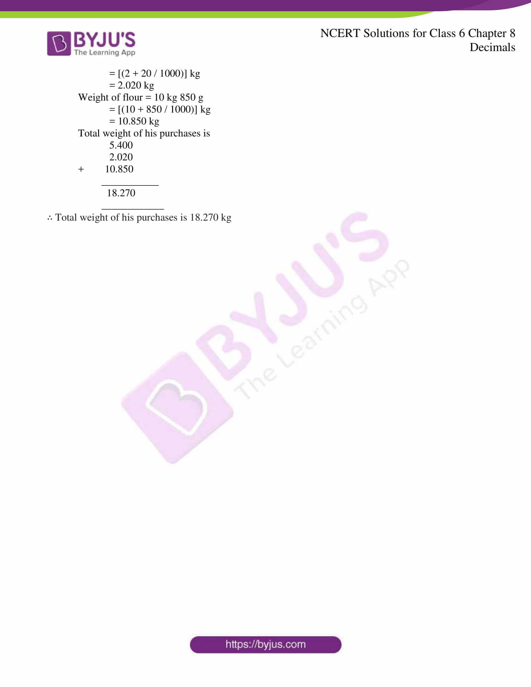 NCERT Solutions for Class 6 Chapter 8: Decimals Exercise 8.5 Download PDF