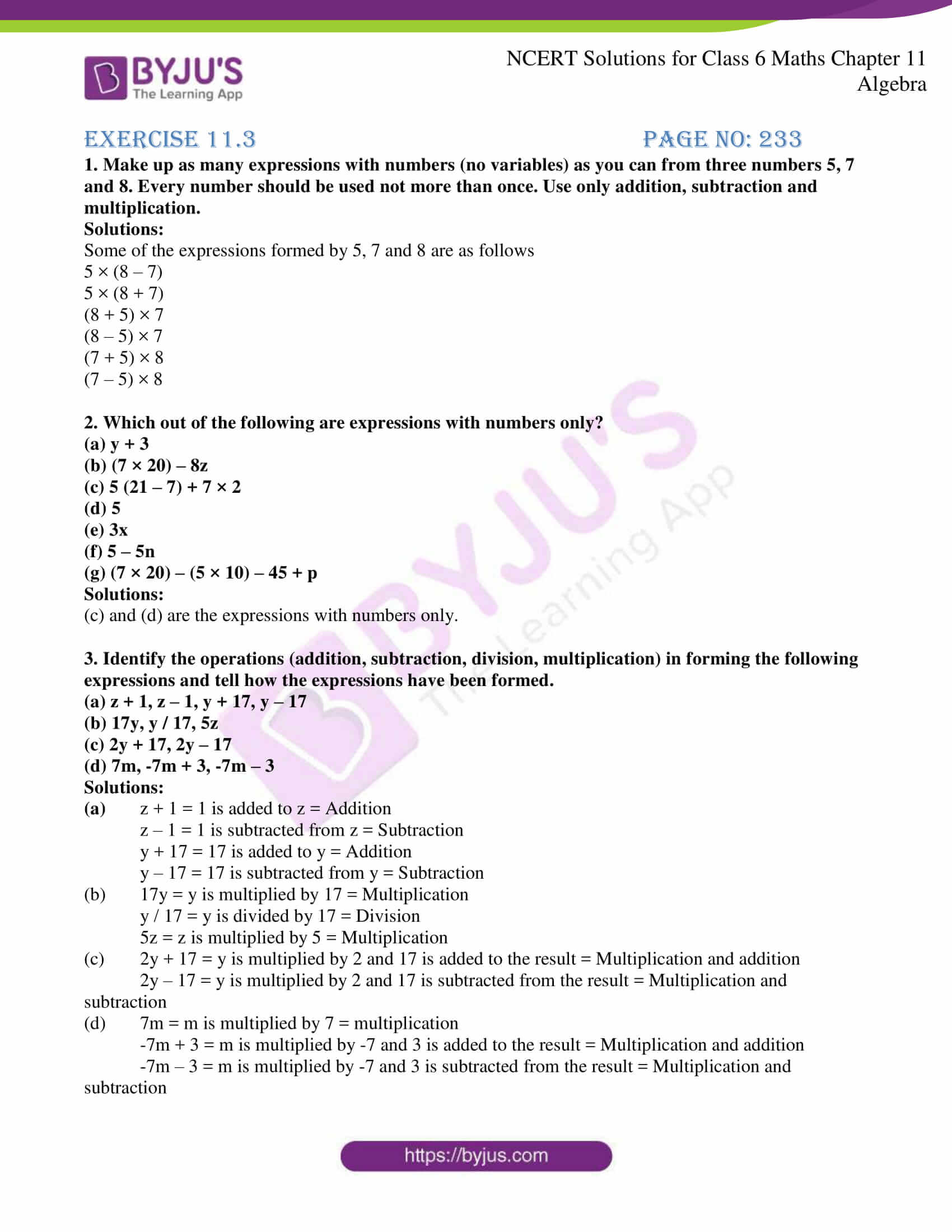 math assignment 3 class 6