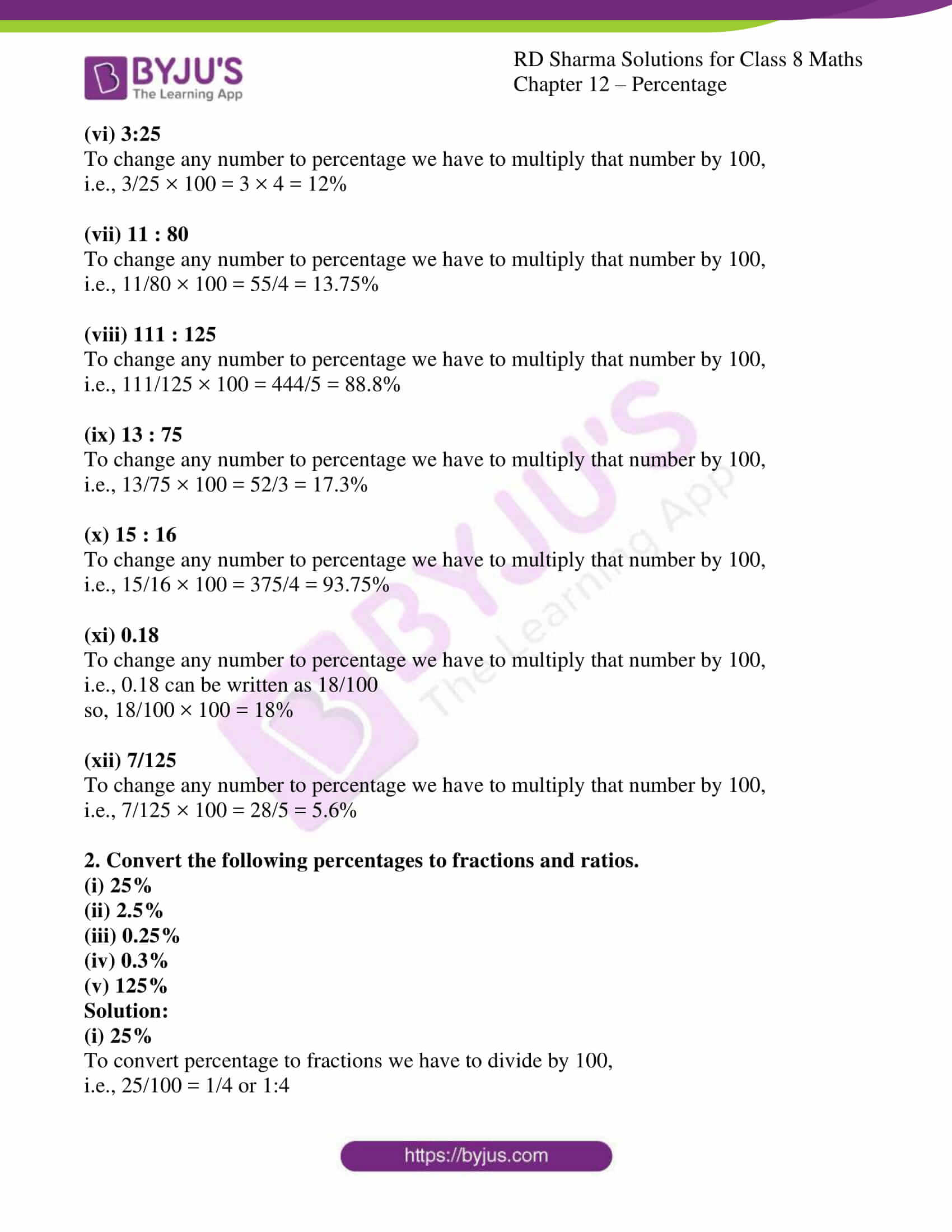 rd sharma solutions for class 8 chapter 12 percentage download free pdf